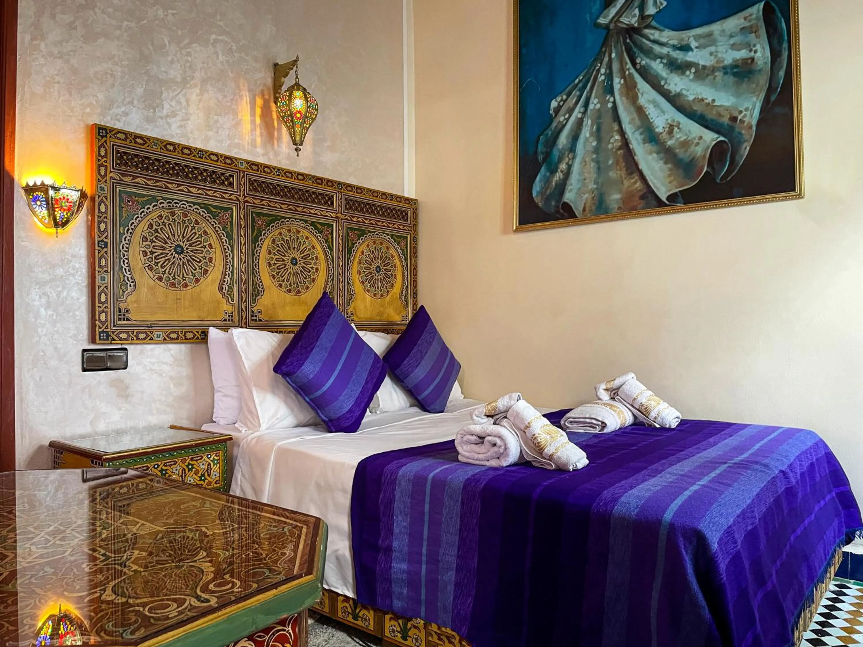 Bed in Riad Dar El Ouedghiri