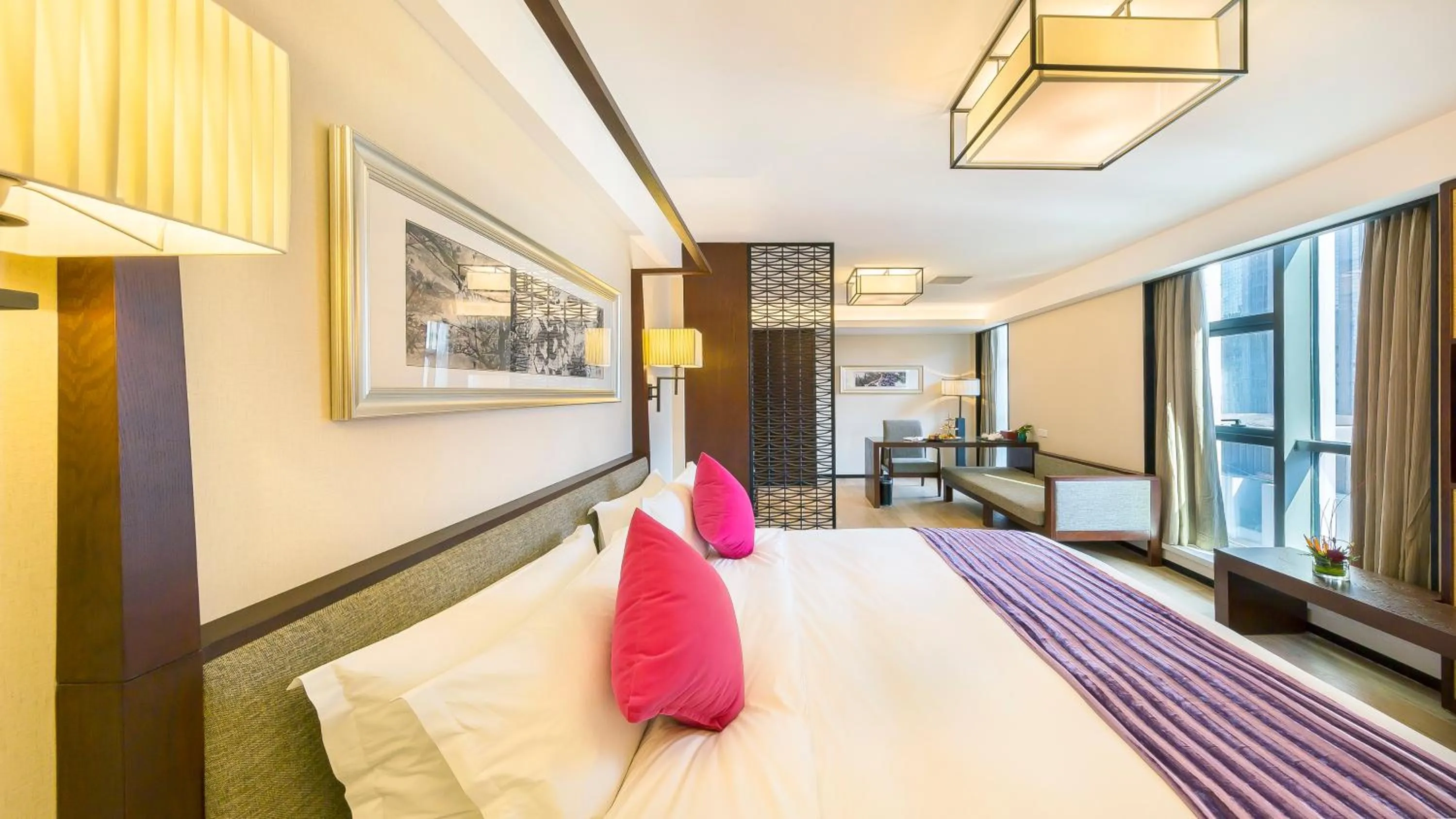 Living room, Bed in SSAW Boutique Hotel Ningbo CBD - Family Friendly & Business Travel