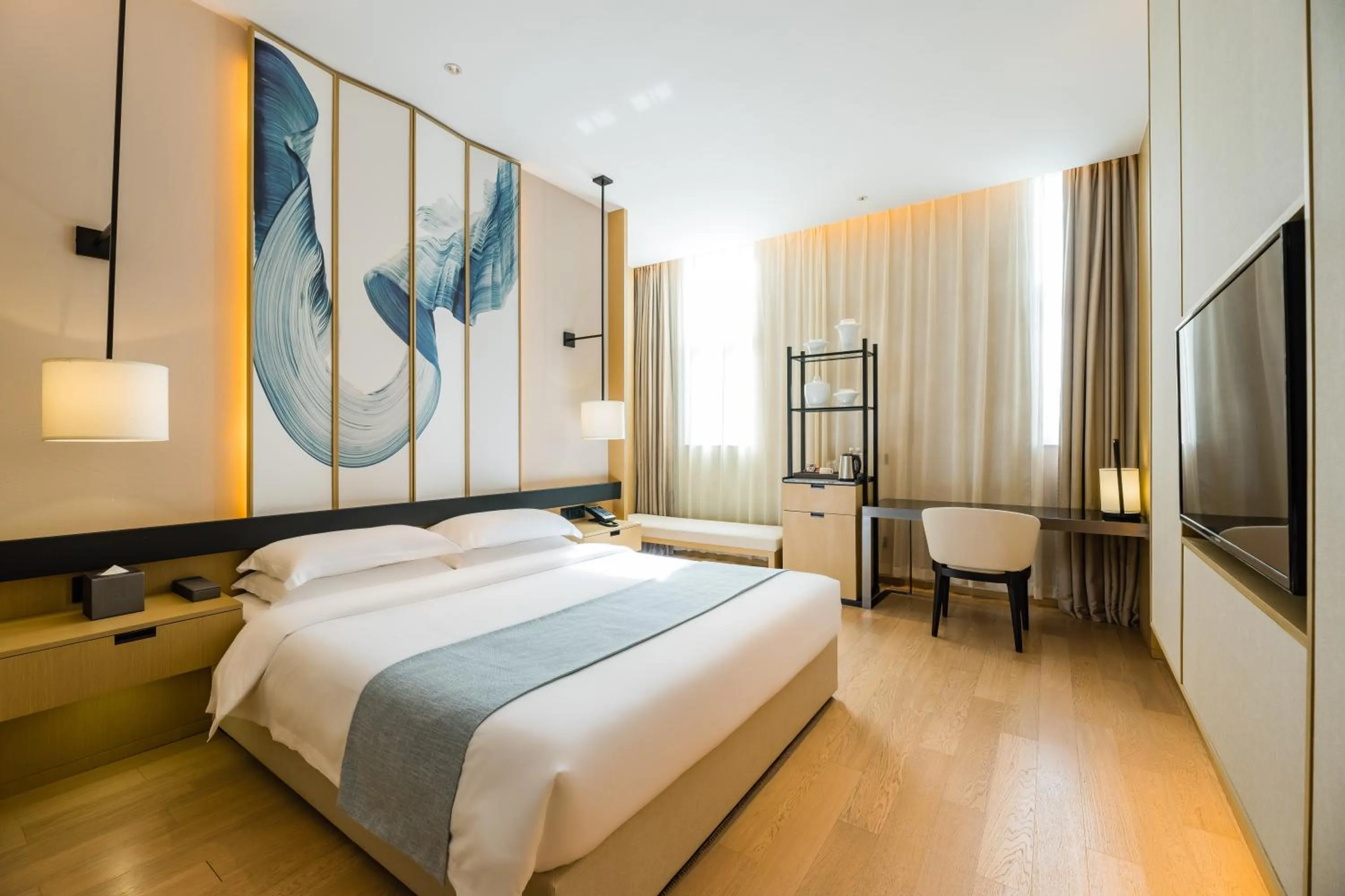 Bed in Yun He Ye Bo Hotel (Shanghai International Tourist Resort Wild Animal Park)