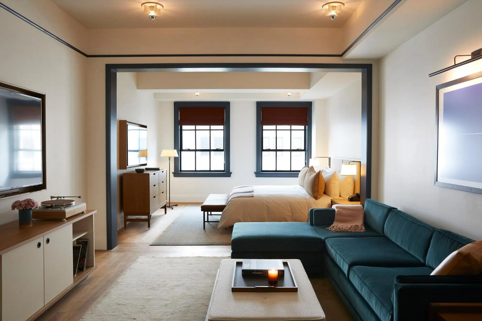 Living room, Bed in Shinola Hotel