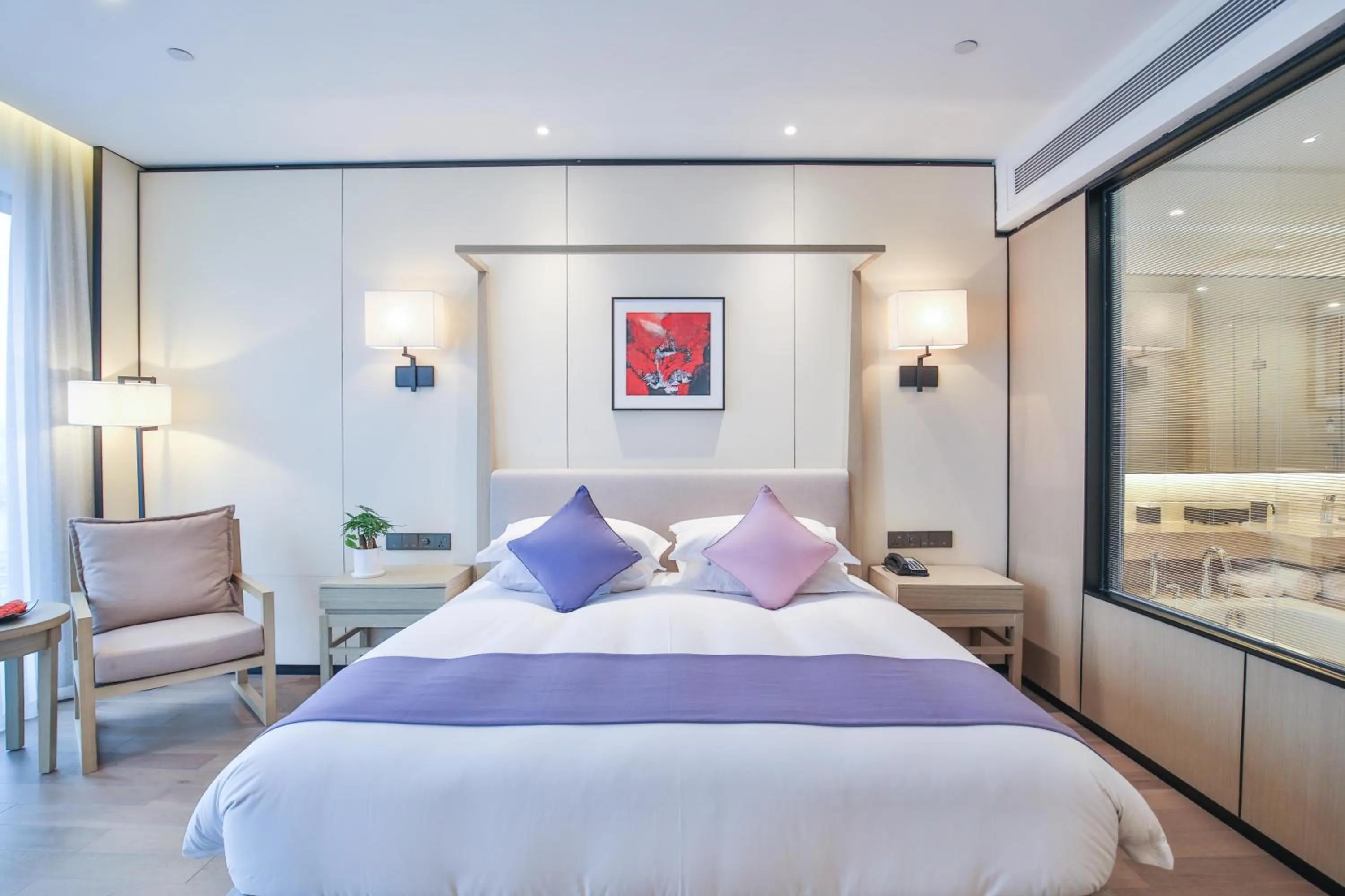 Bed in SSAW Boutique Hotel Wenzhou Jiushan Lake