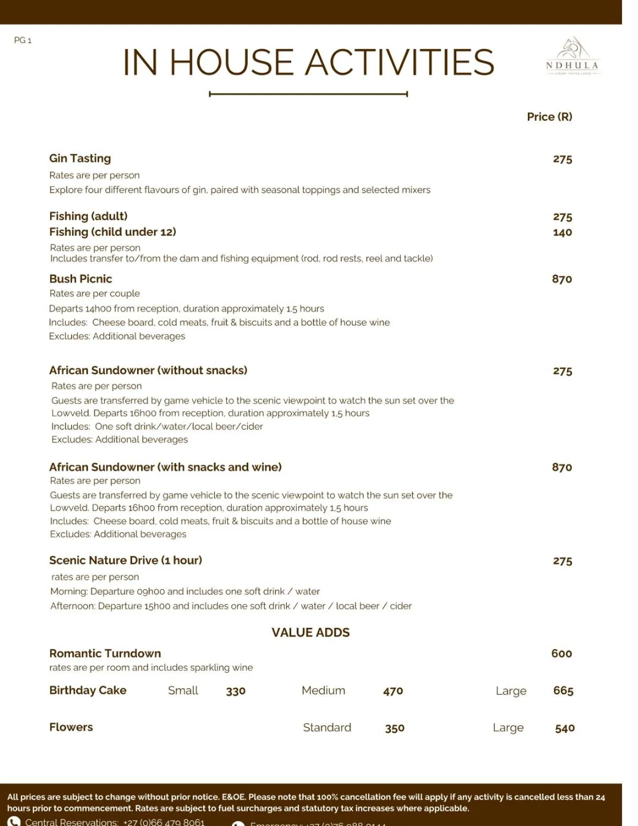 Activities in Ndhula Luxury Tented Lodge