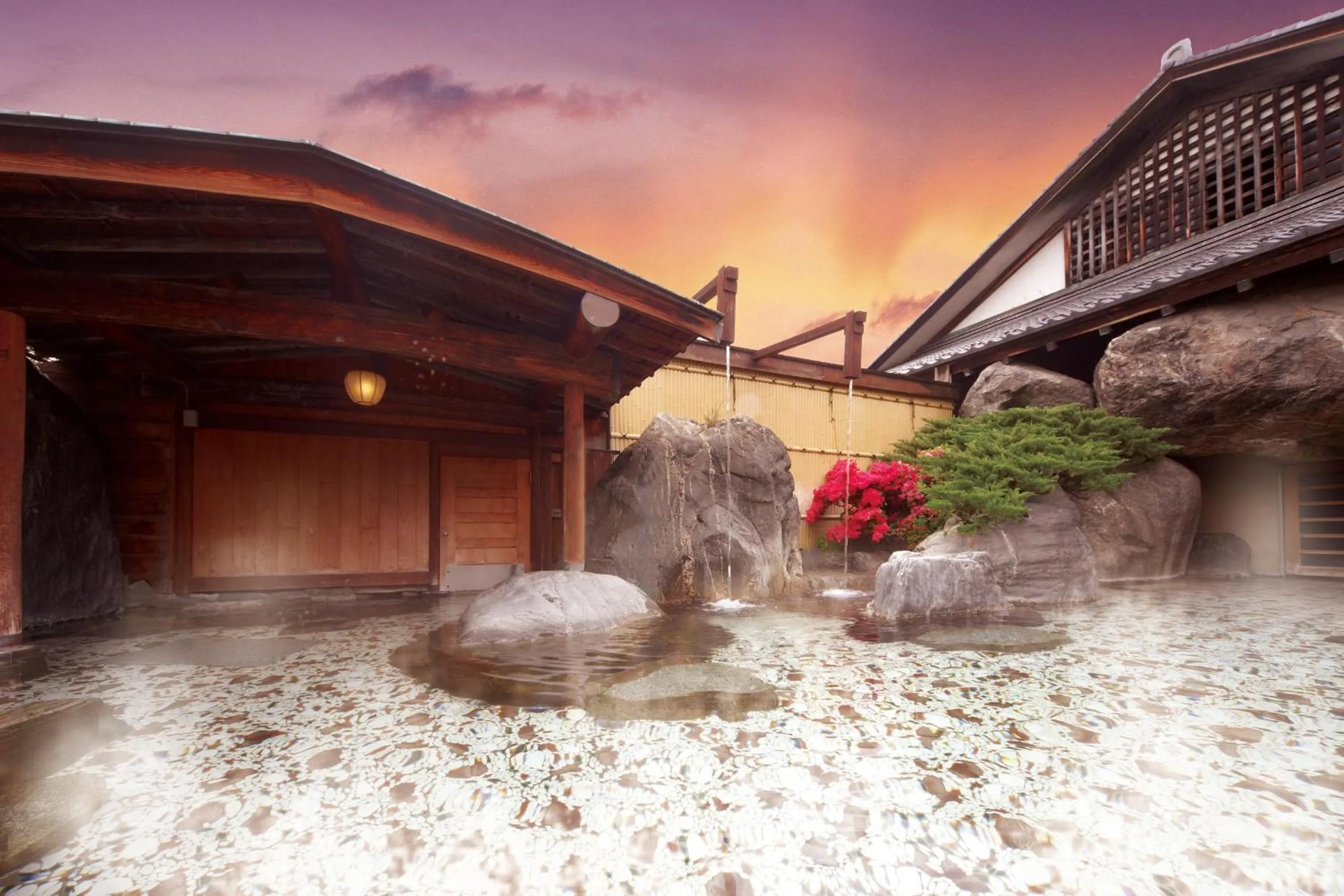 Hot Spring Bath in Beautiful Japanese Garden Kagetsu