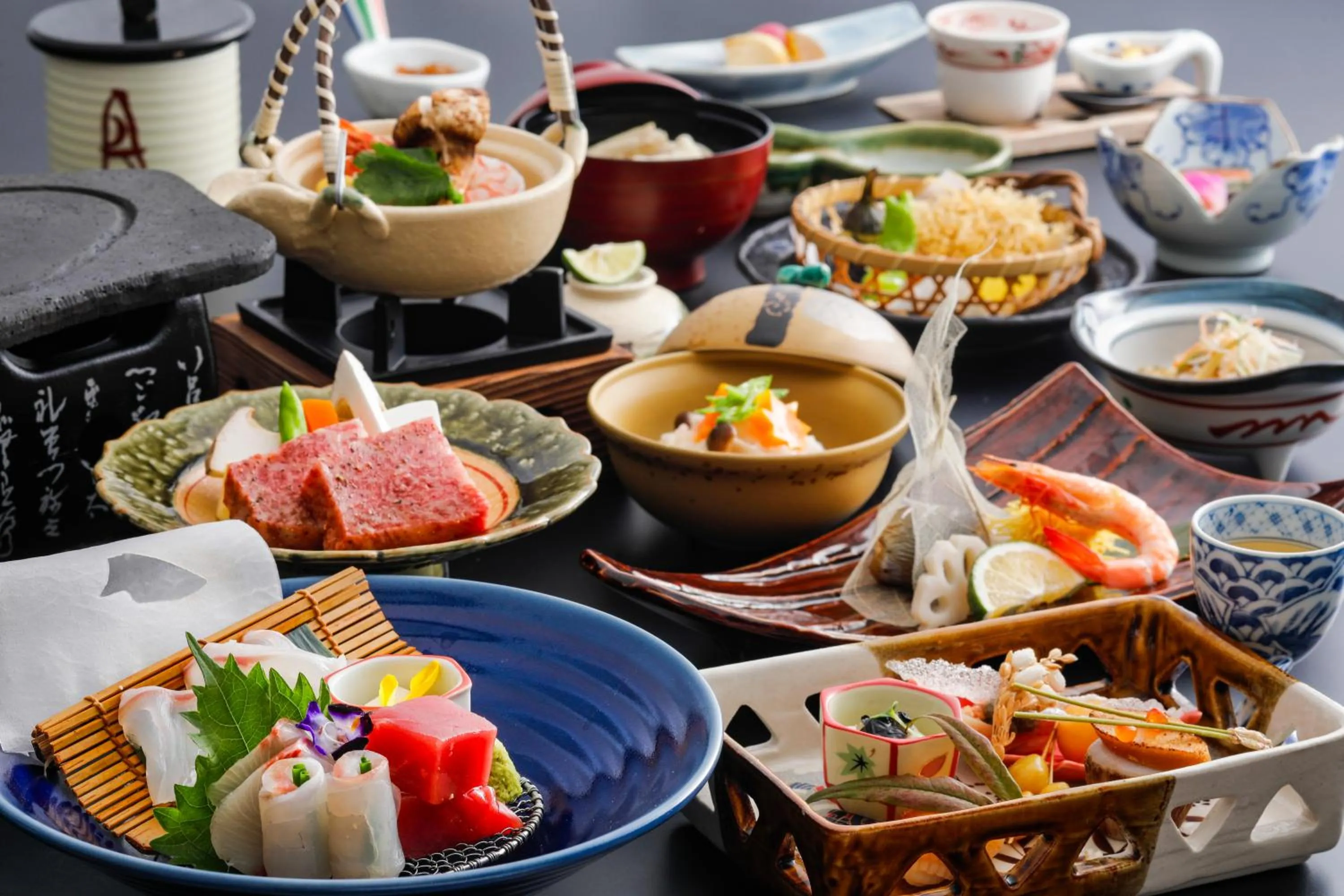 Food close-up in Beautiful Japanese Garden Kagetsu