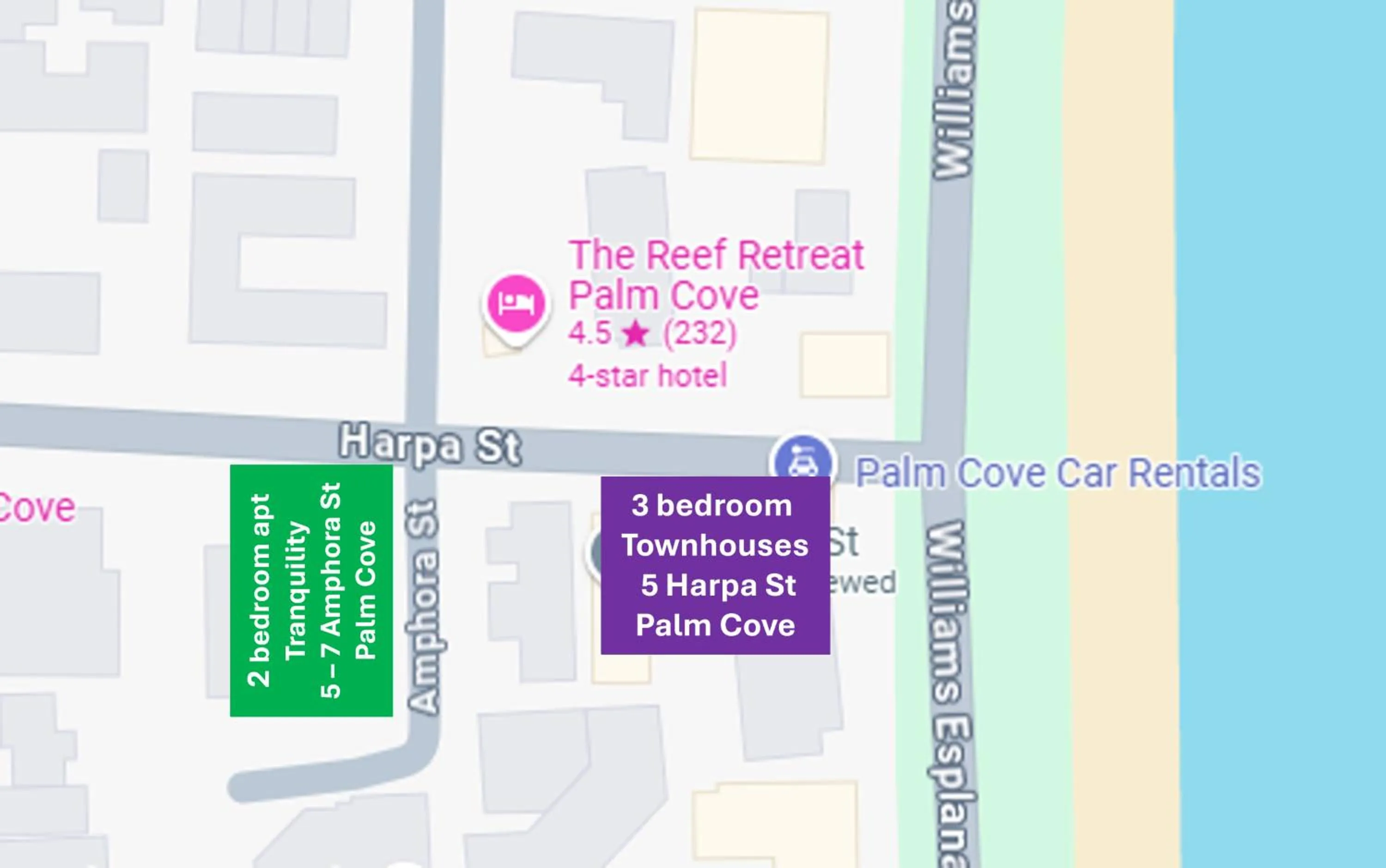 Location in The Reef Retreat Palm Cove