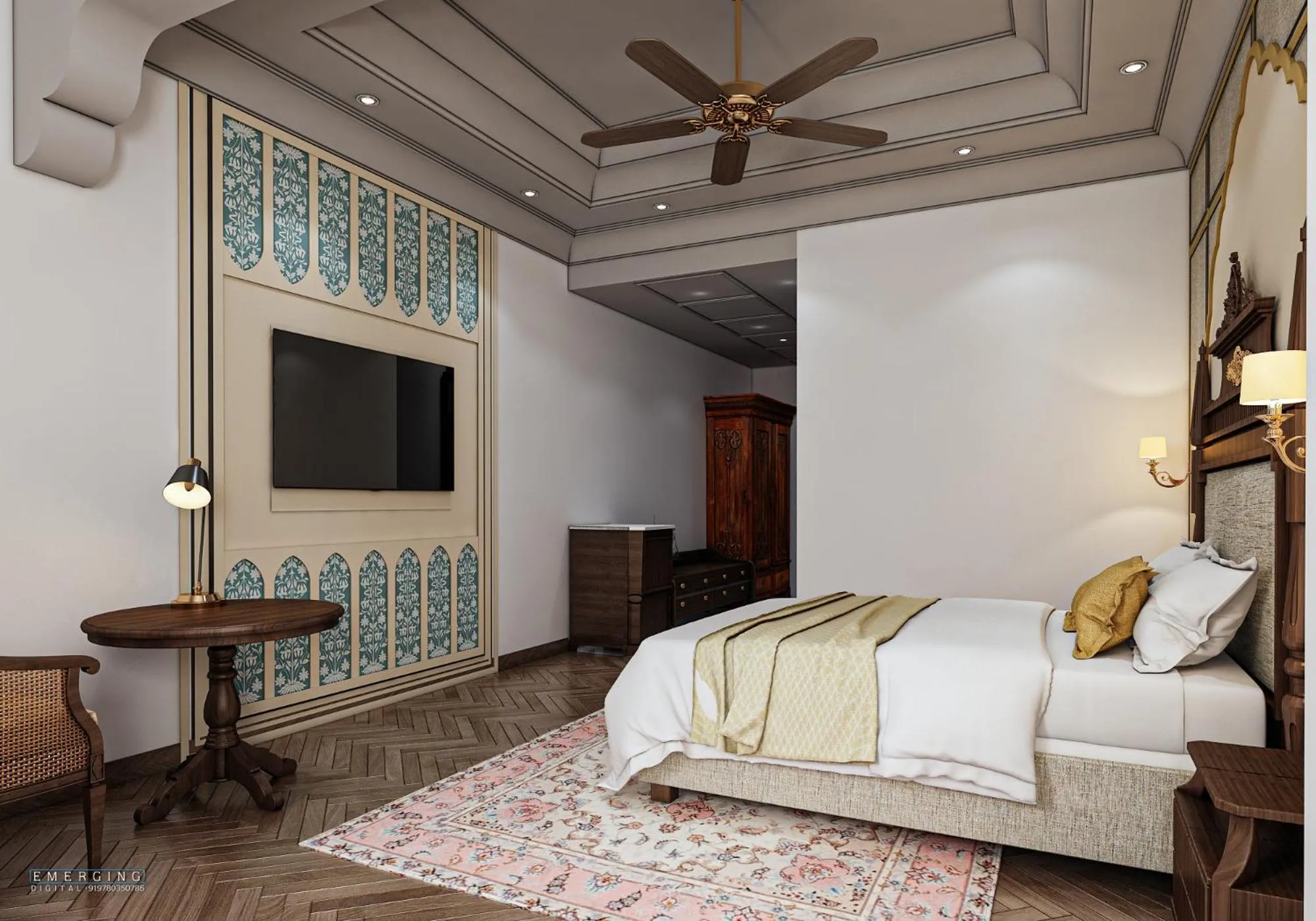 Bed in Noormahal Palace Hotel