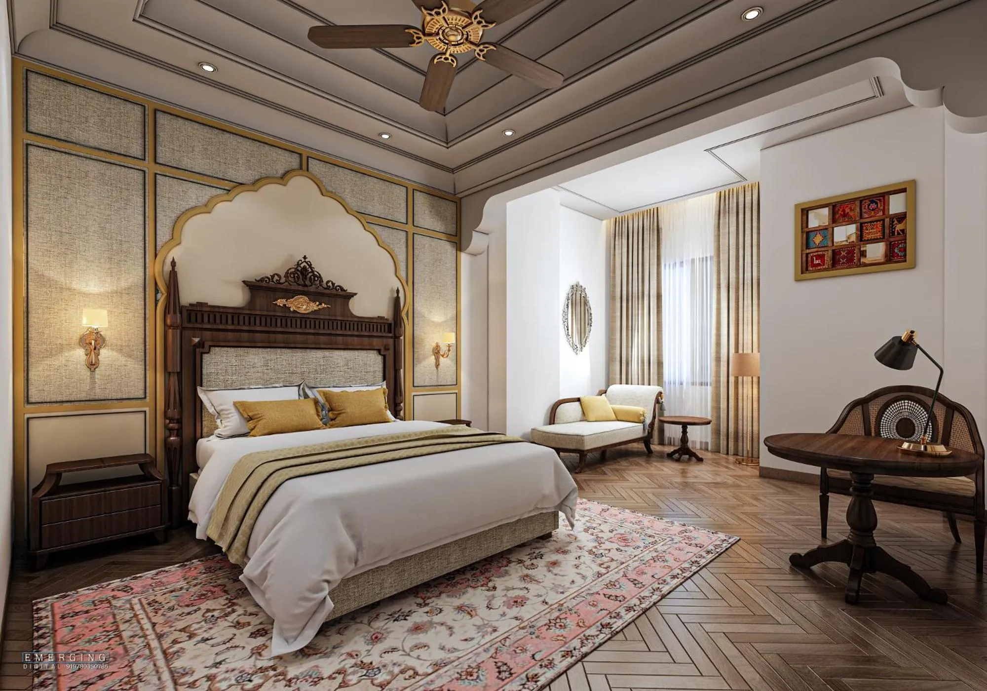Bed in Noormahal Palace Hotel