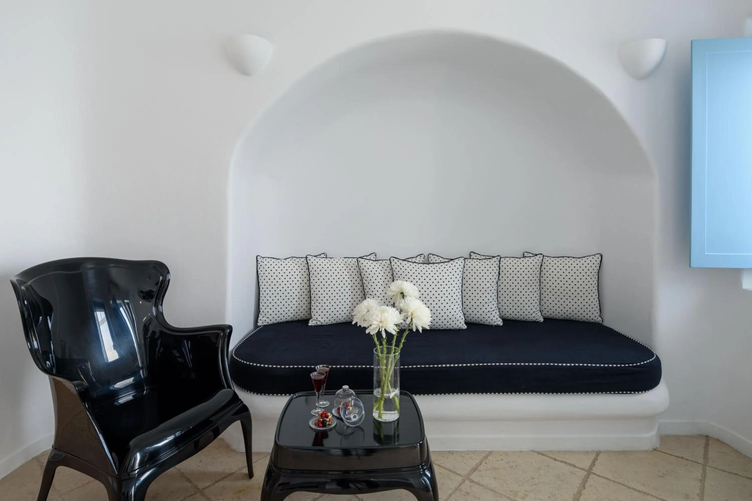 Seating area in Above Blue Suites