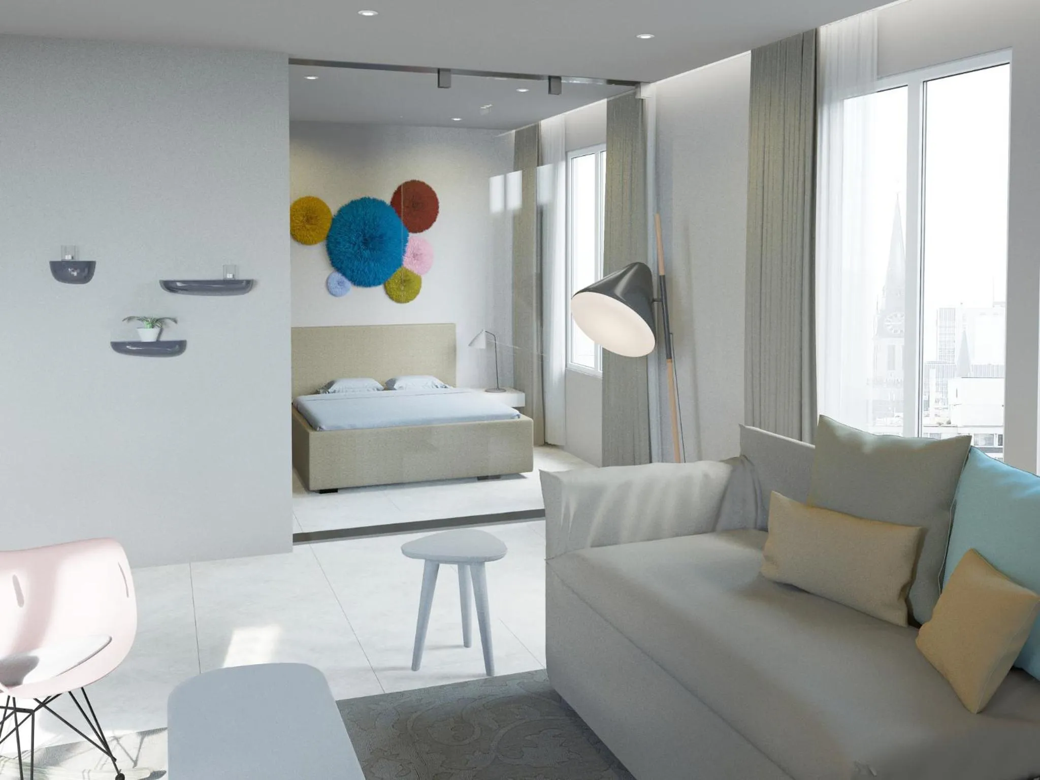 Living room, Bed in VISIONAPARTMENTS Militärstrasse - contactless check-in