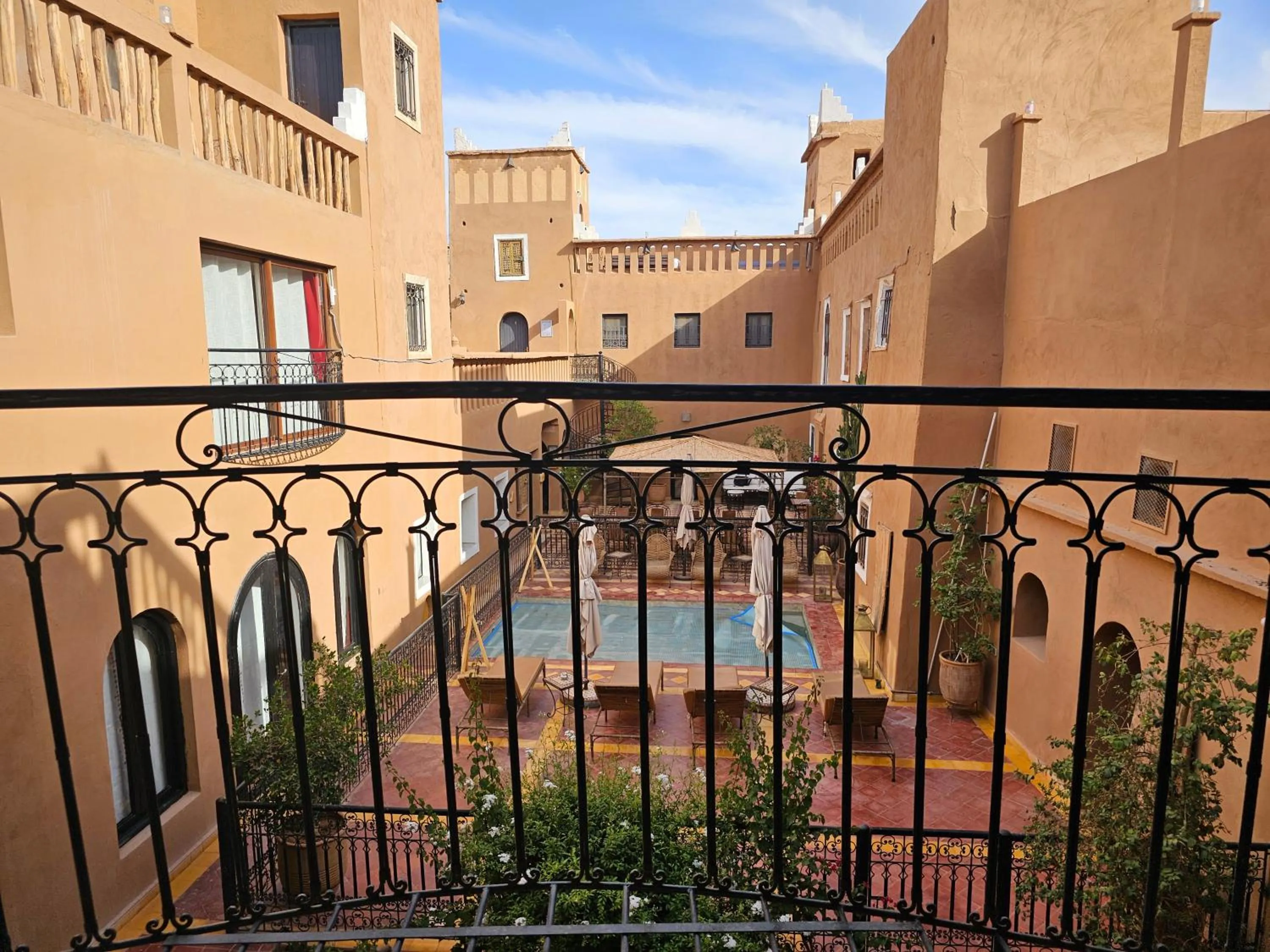 Pool view in Kasbah La Cigogne
