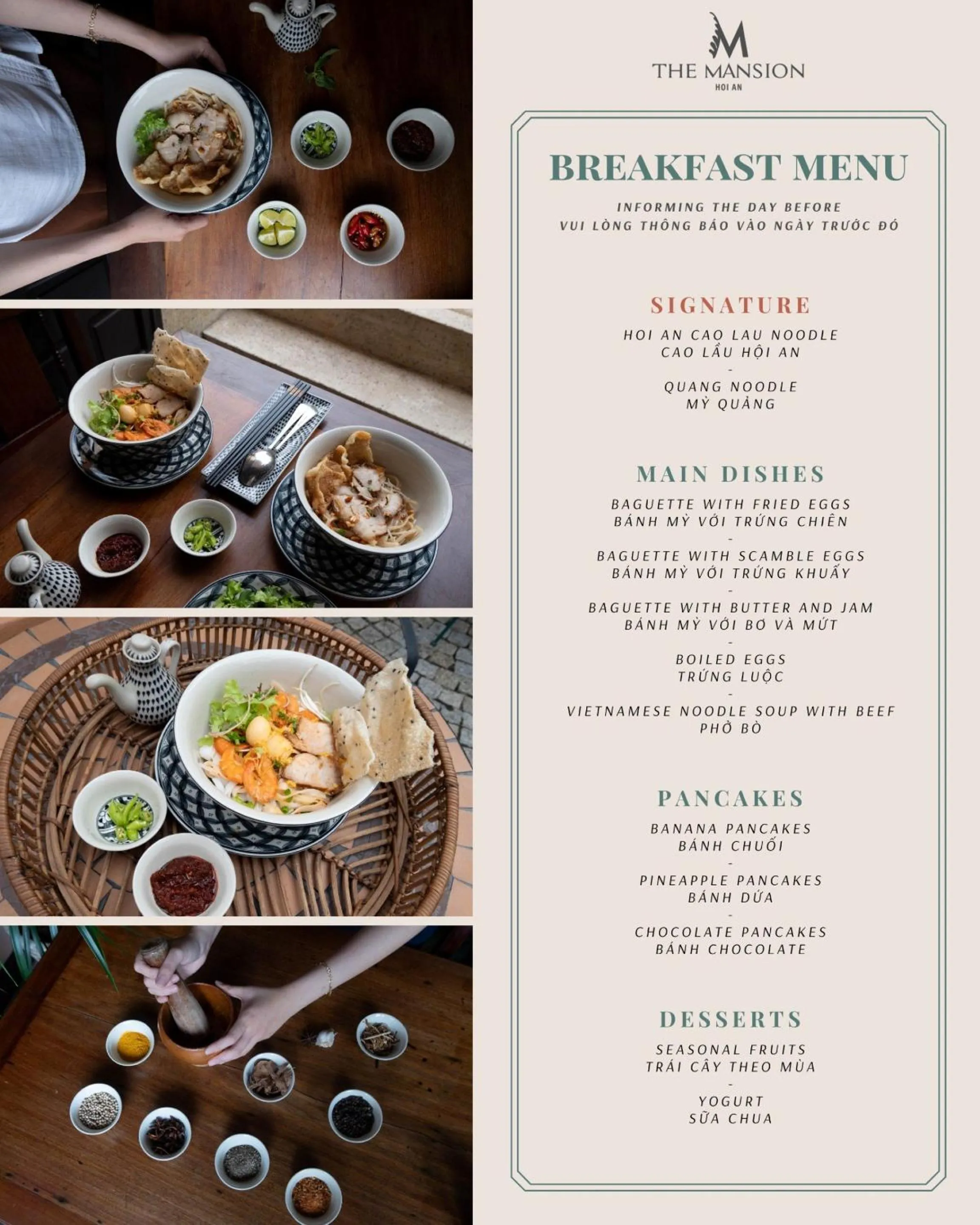 Food and drinks in The Mansion Hoi An by Minova