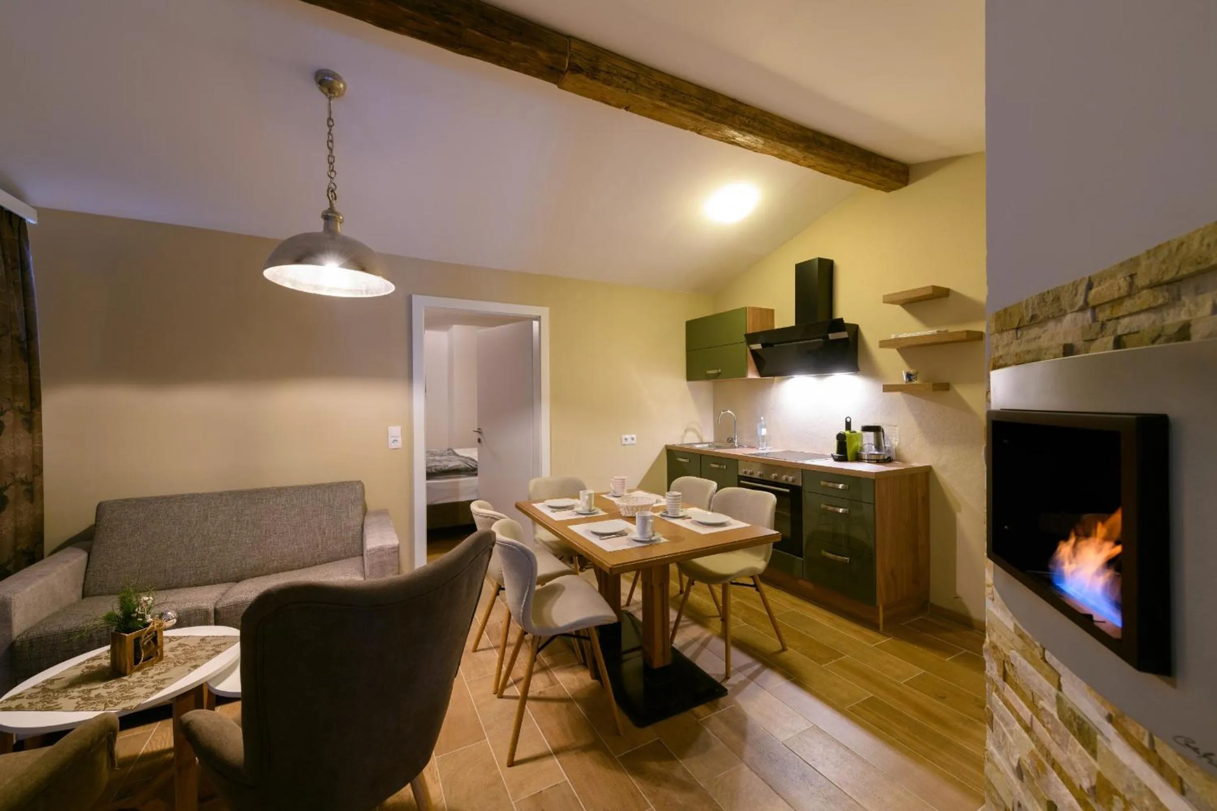 Kitchen or kitchenette in Landhotel Anna