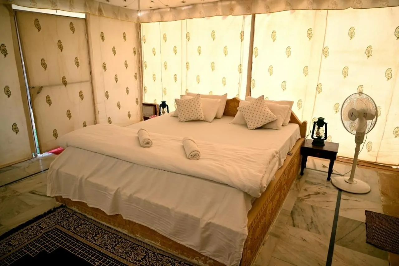 Bed in Nomads heaven desert camp jaisalmer