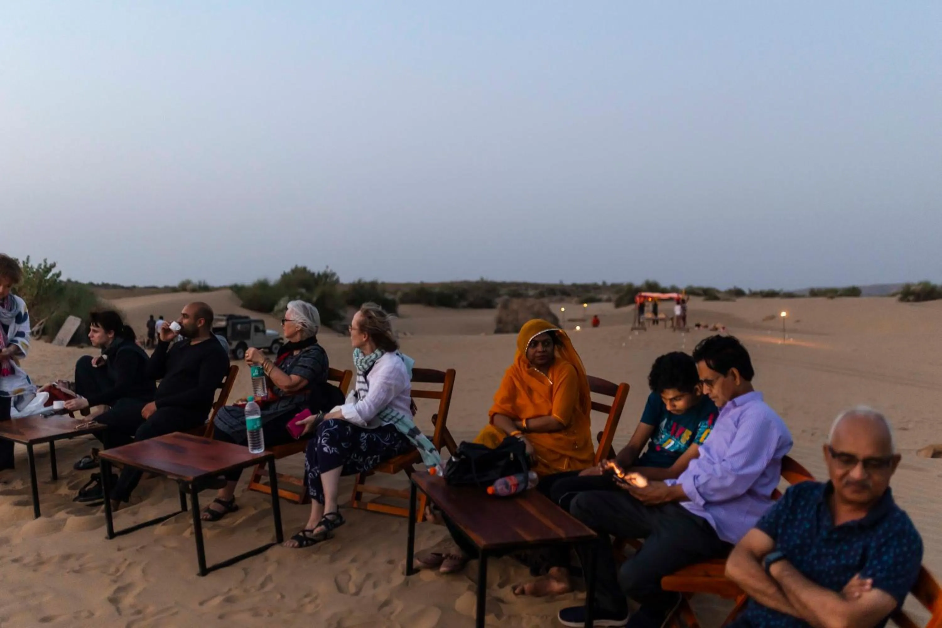 group of guests in Nomads heaven desert camp jaisalmer
