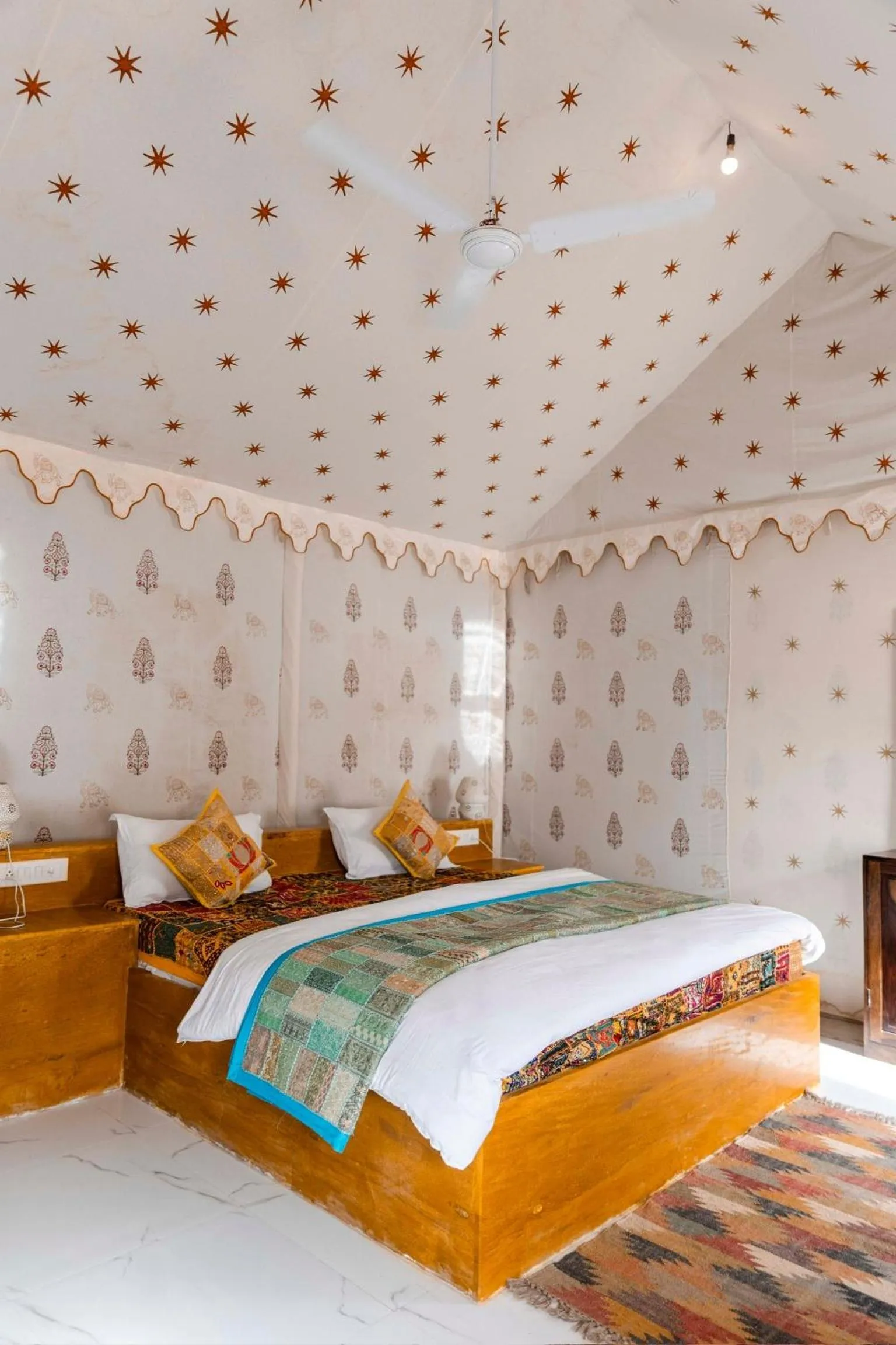 Bedroom, Bed in Nomads heaven desert camp jaisalmer