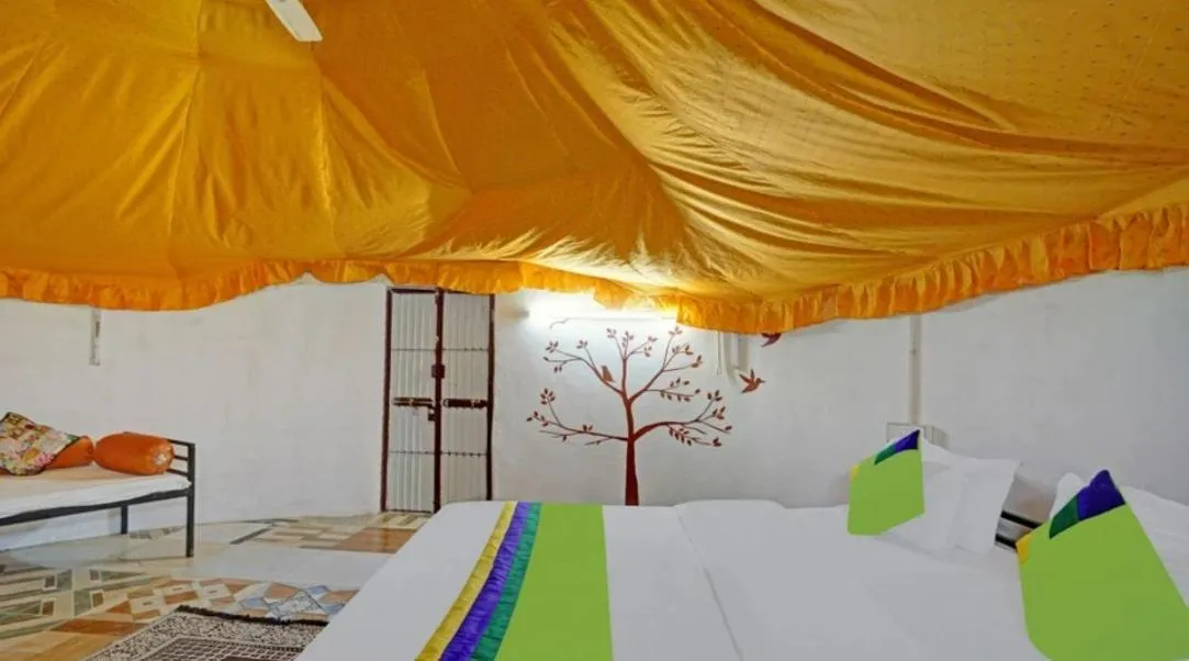 Bed in Nomads heaven desert camp jaisalmer