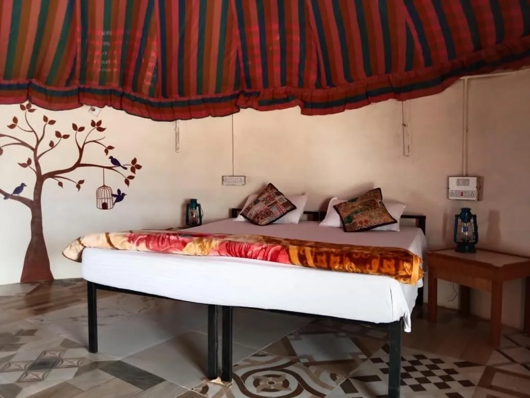 Bedroom, Bed in Nomads heaven desert camp jaisalmer