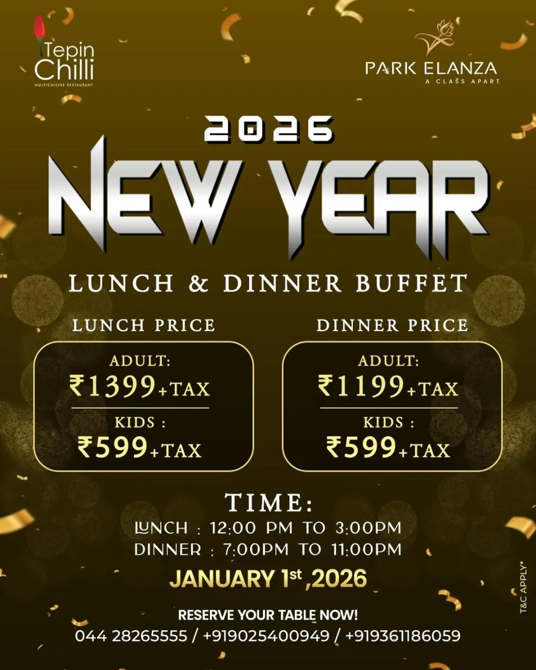 Restaurant/places to eat in Hotel Park Elanza Chennai