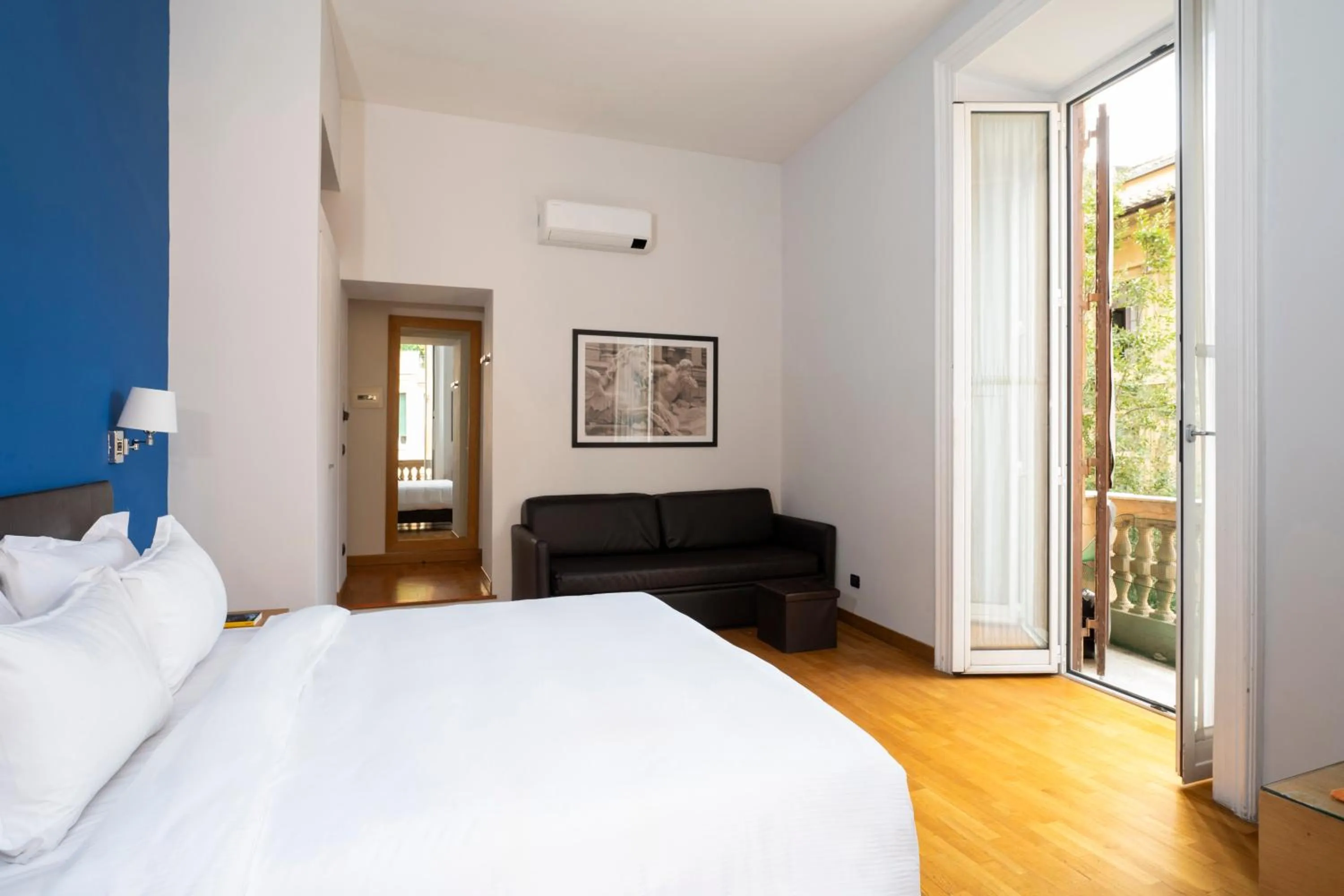 Bedroom, Bed in Sky Blue Place Rome