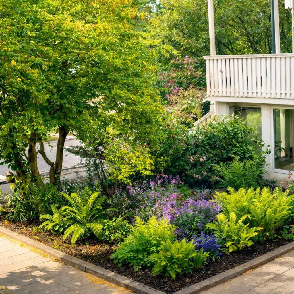 Garden view in Selfoss Hostel