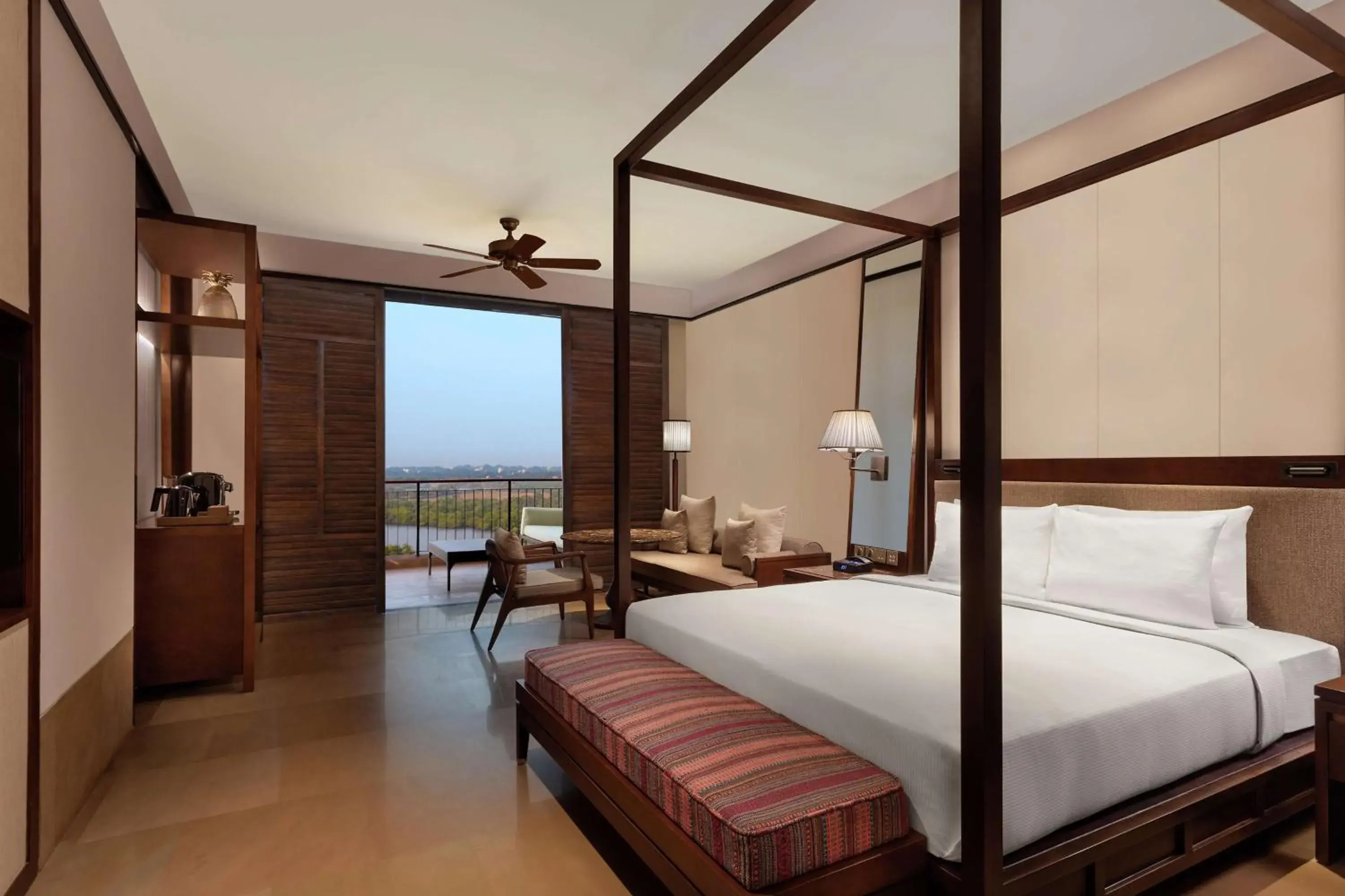 Premium King Room with Veranda - River View in Hilton Goa Resort Candolim Premium King Room with Veranda - River View in Hilton Goa Resort Candolim