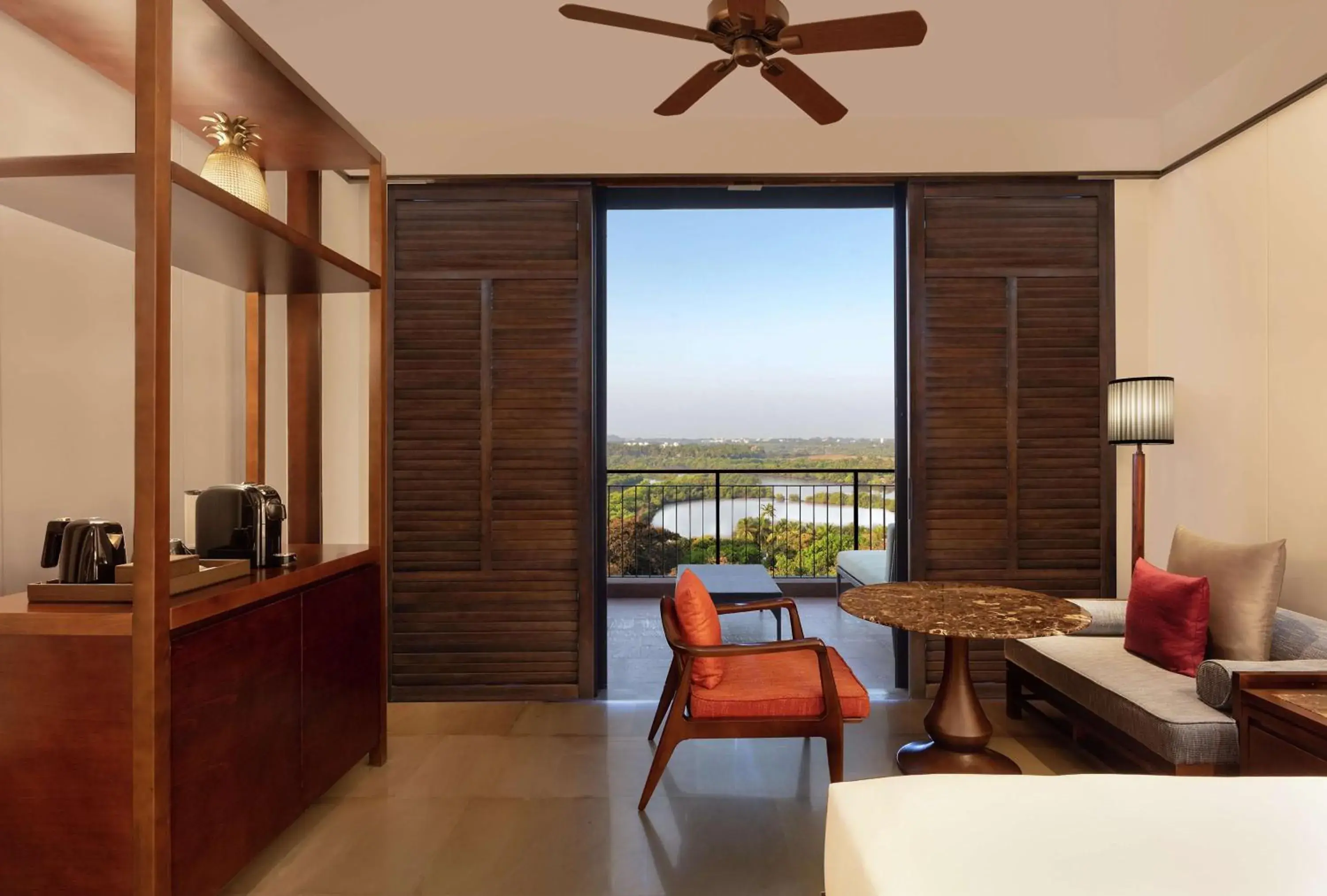 Premium Queen Room with River View with Veranda in Hilton Goa Resort Candolim Premium Queen Room with River View with Veranda in Hilton Goa Resort Candolim