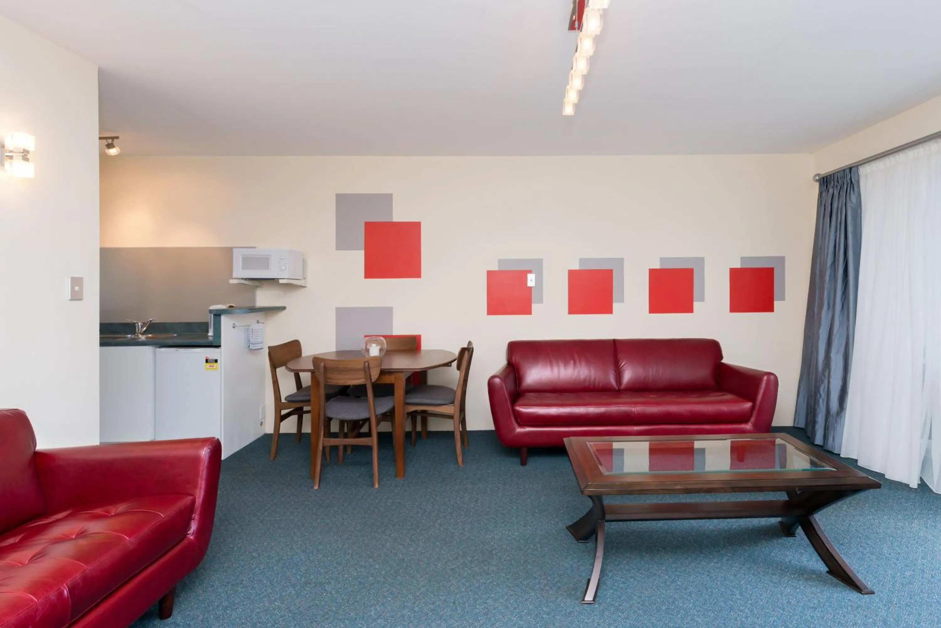 Seating area in Te Tiriti Motel