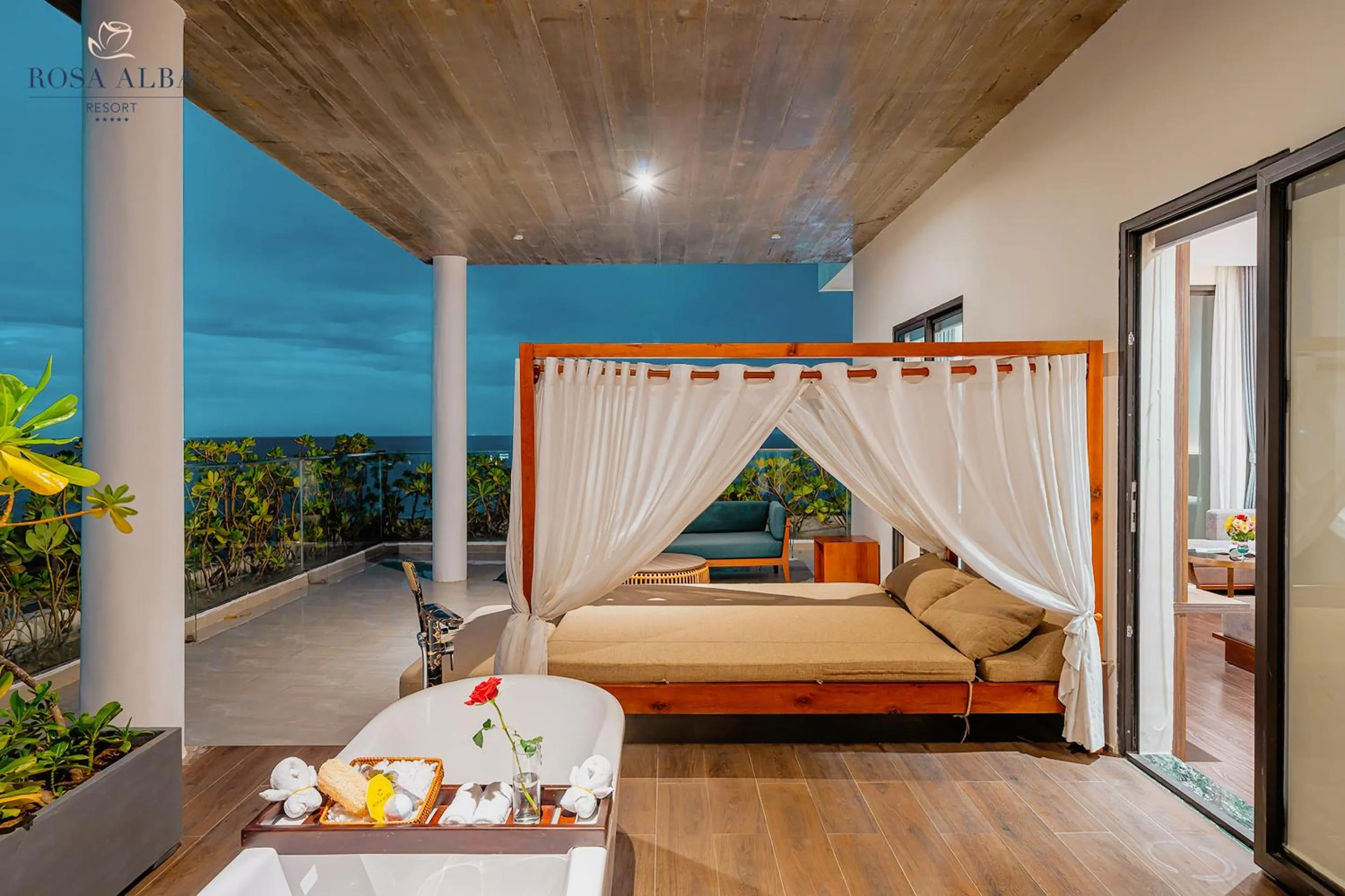 Balcony/Terrace, Bed in Rosa Alba Resort & Villas Tuy Hoa