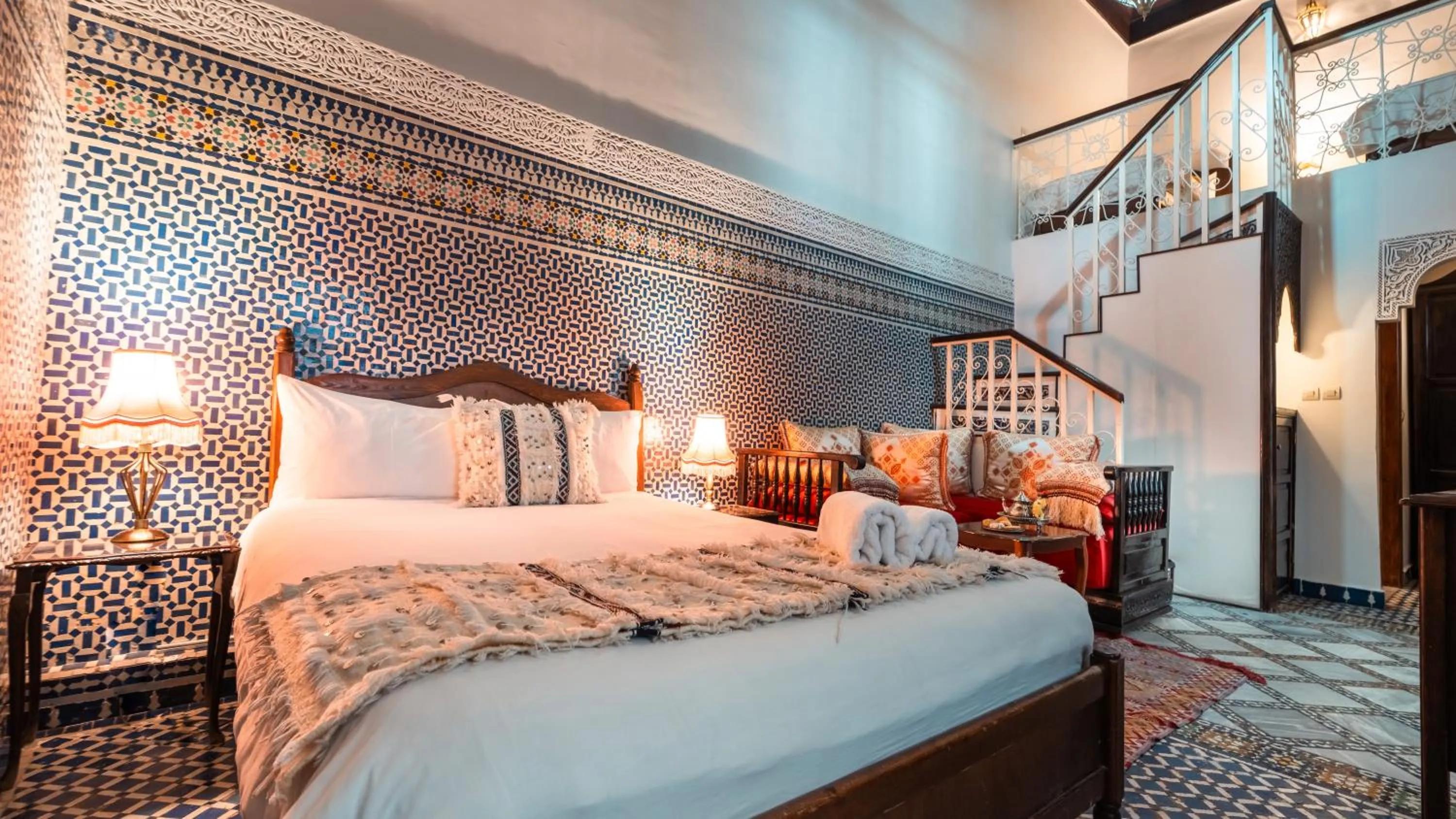 Bed in Riad Alassala Fes