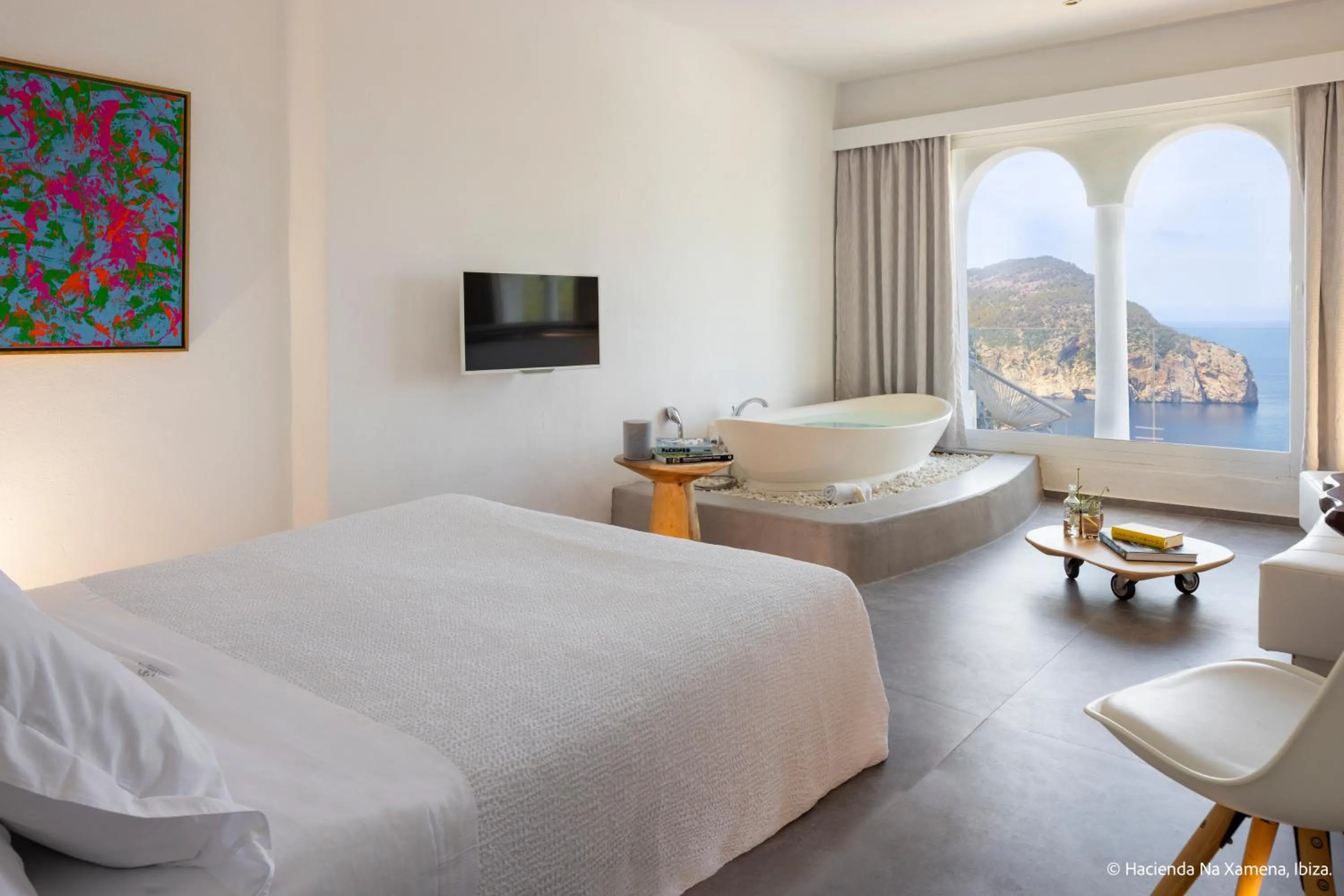 Bedroom, Bed in Hacienda Na Xamena, Ibiza