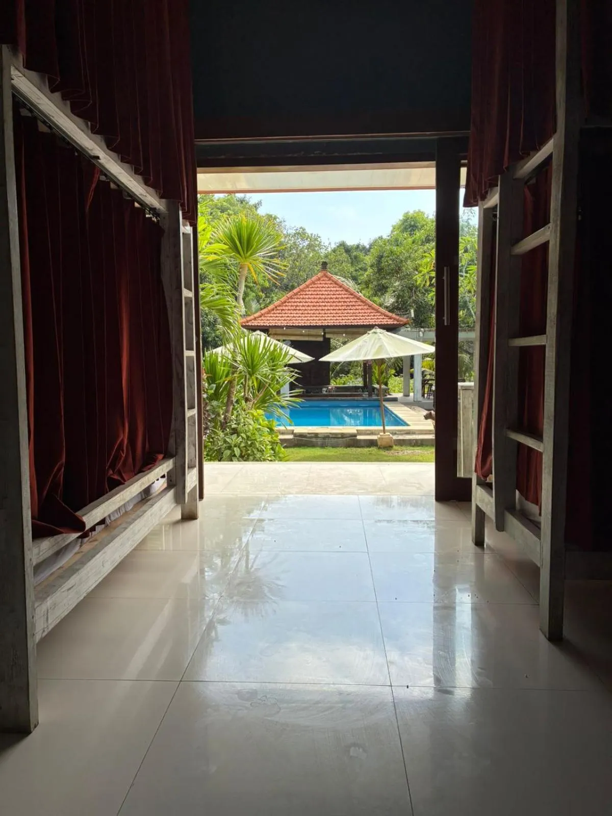 Pool view in Castaway Island Hostel