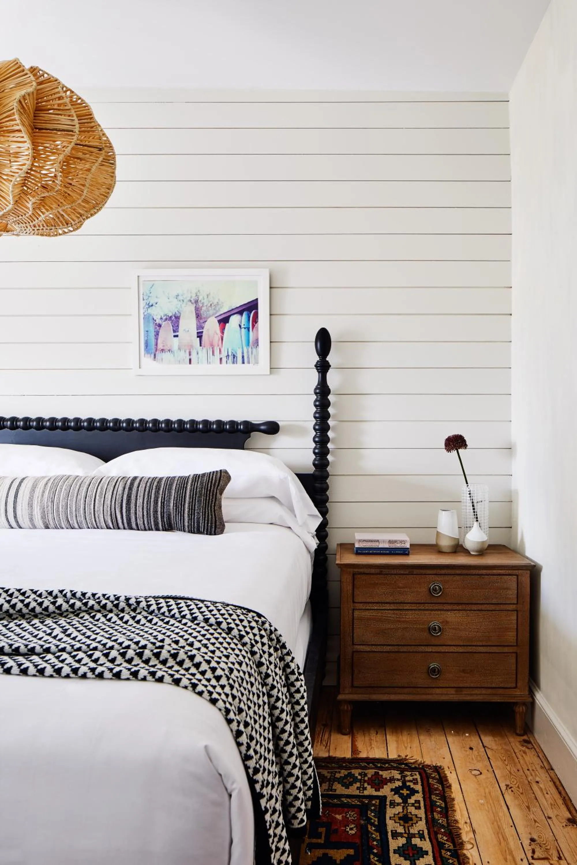 Decorative detail, Bed in Block Island Beach House