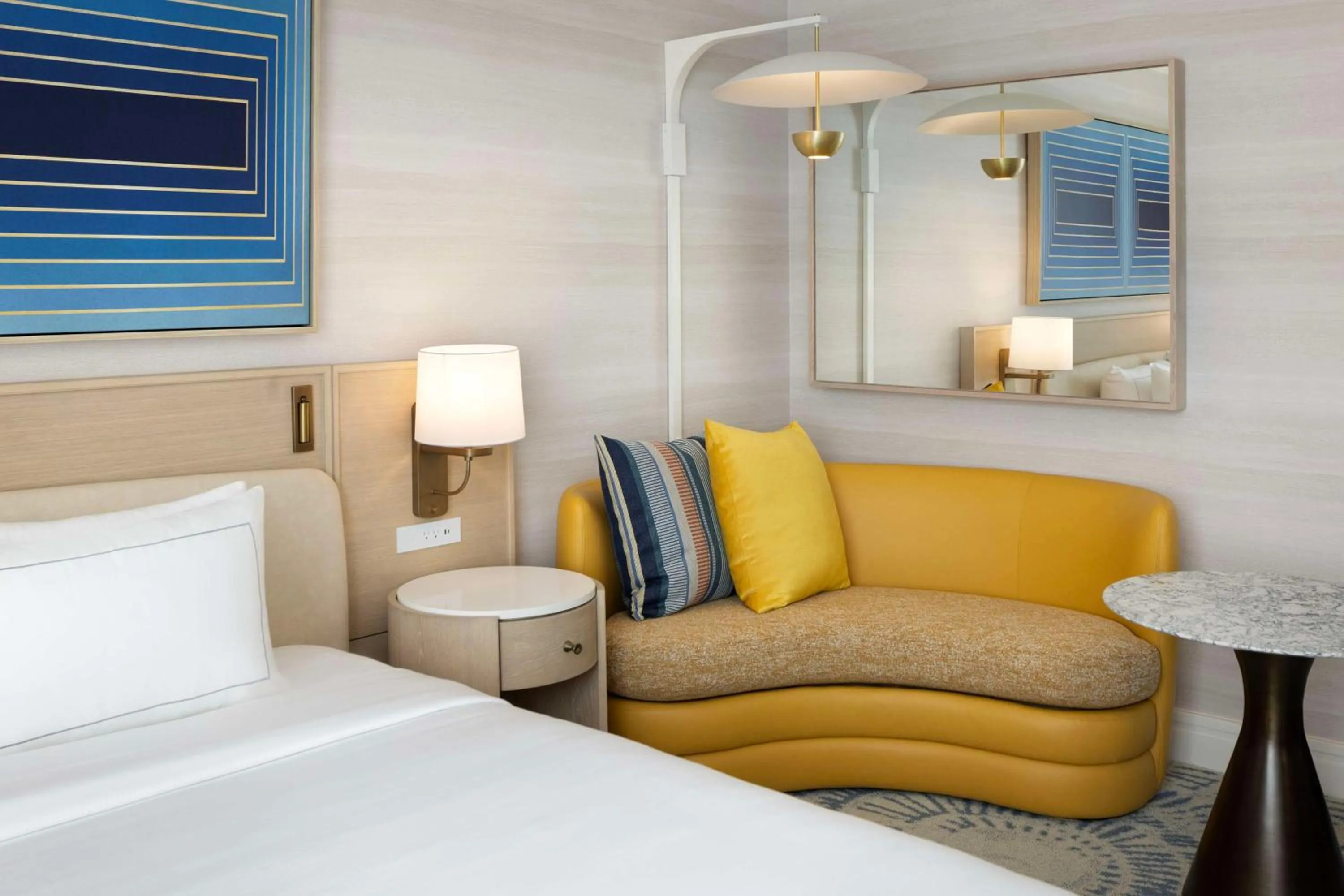 Living room, Bed in The Highland Dallas, Curio Collection by Hilton