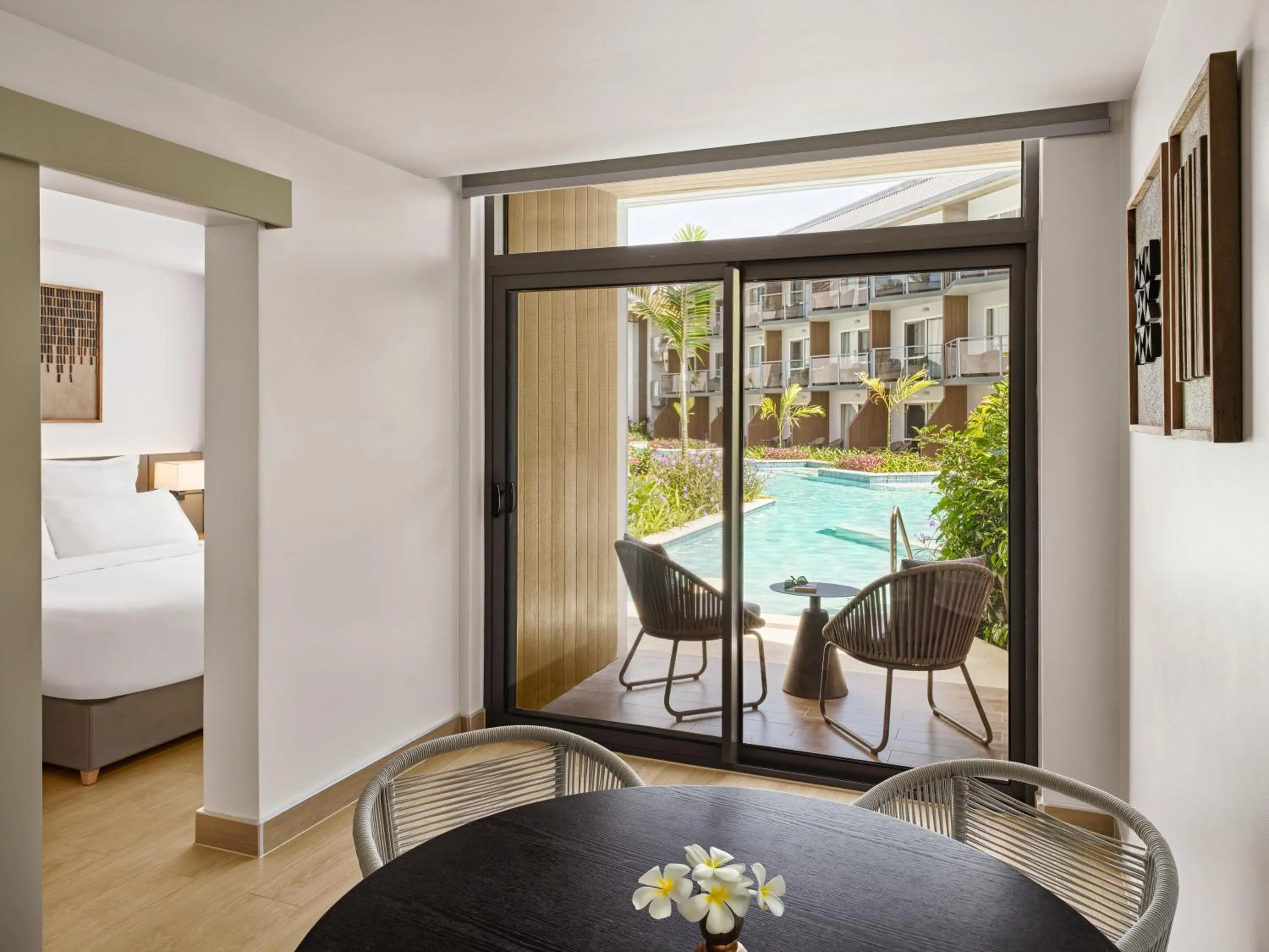 View (from property/room), Bed in Crowne Plaza Fiji Nadi Bay Resort & Spa by IHG