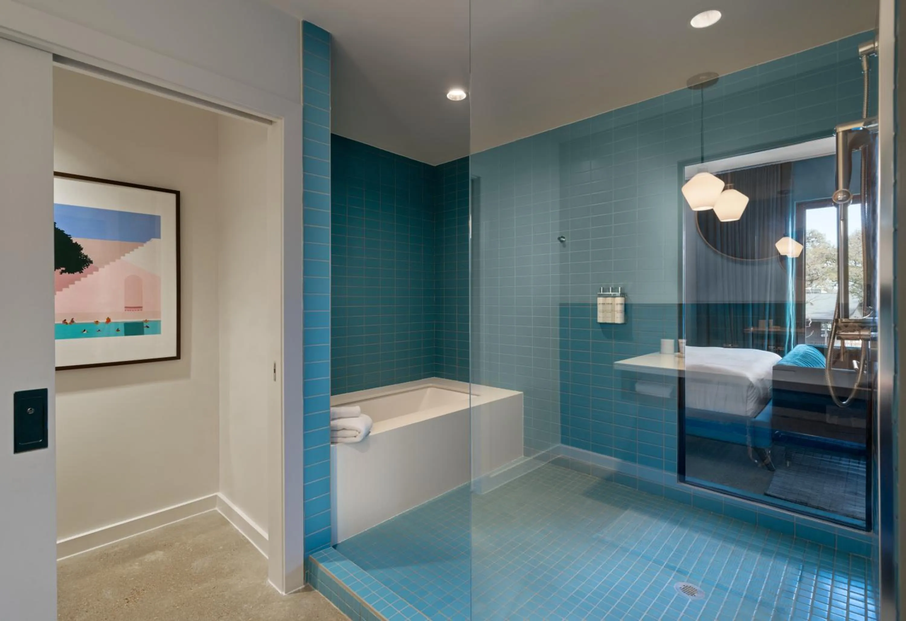 Bathroom, Bed in The Ruby Hotel