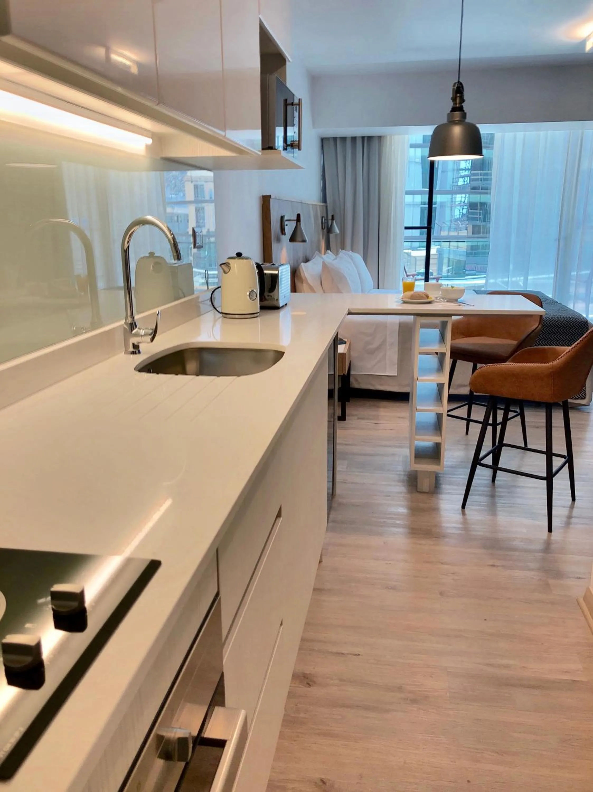 Kitchen or kitchenette, Bed in RQ Antofagasta