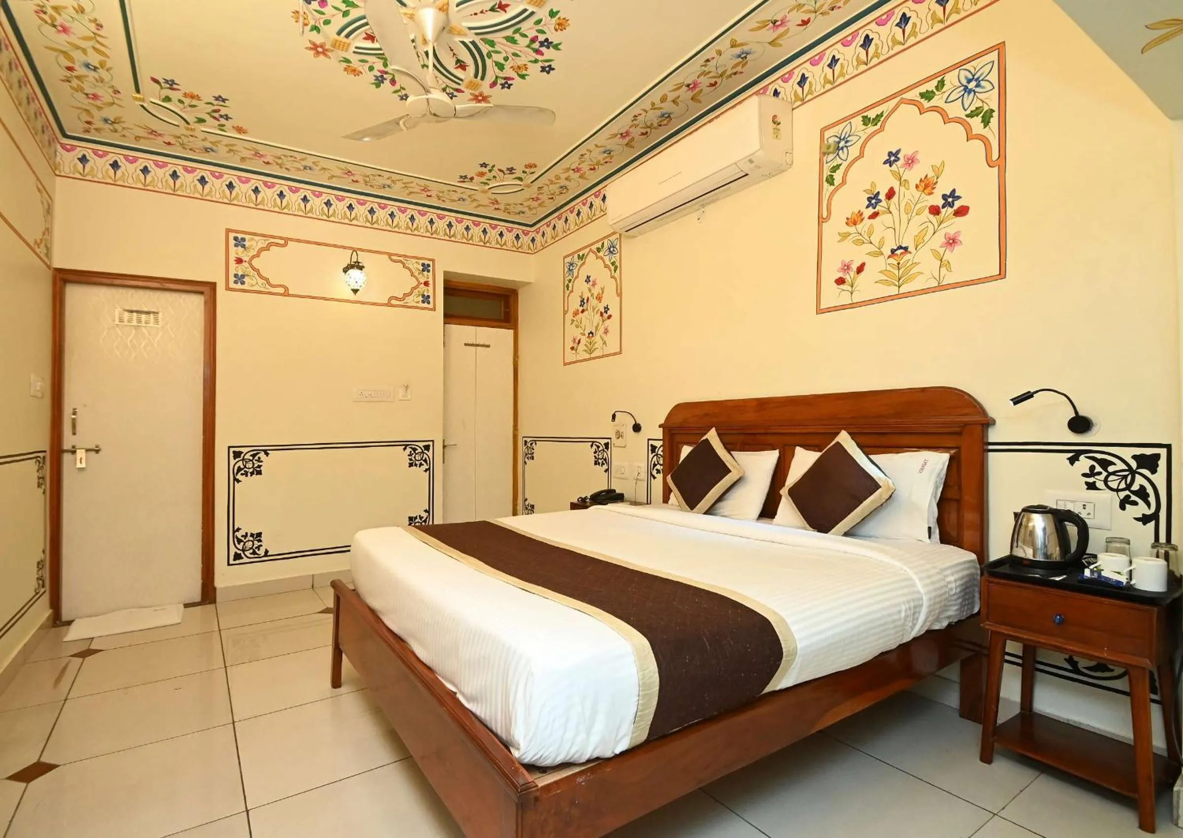 Bed in Virasat Mahal Heritage Hotel-Jaipur City Center
