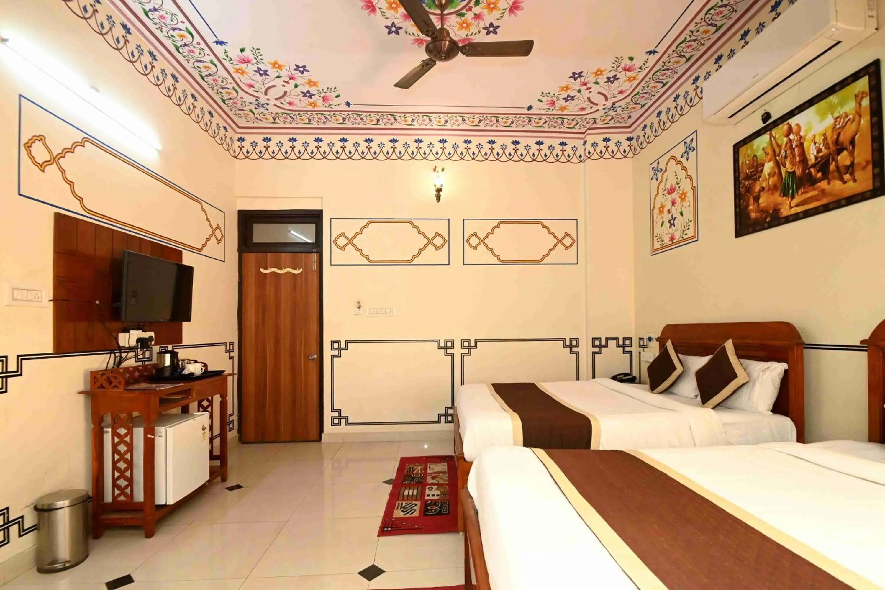 Bed in Virasat Mahal Heritage Hotel-Jaipur City Center