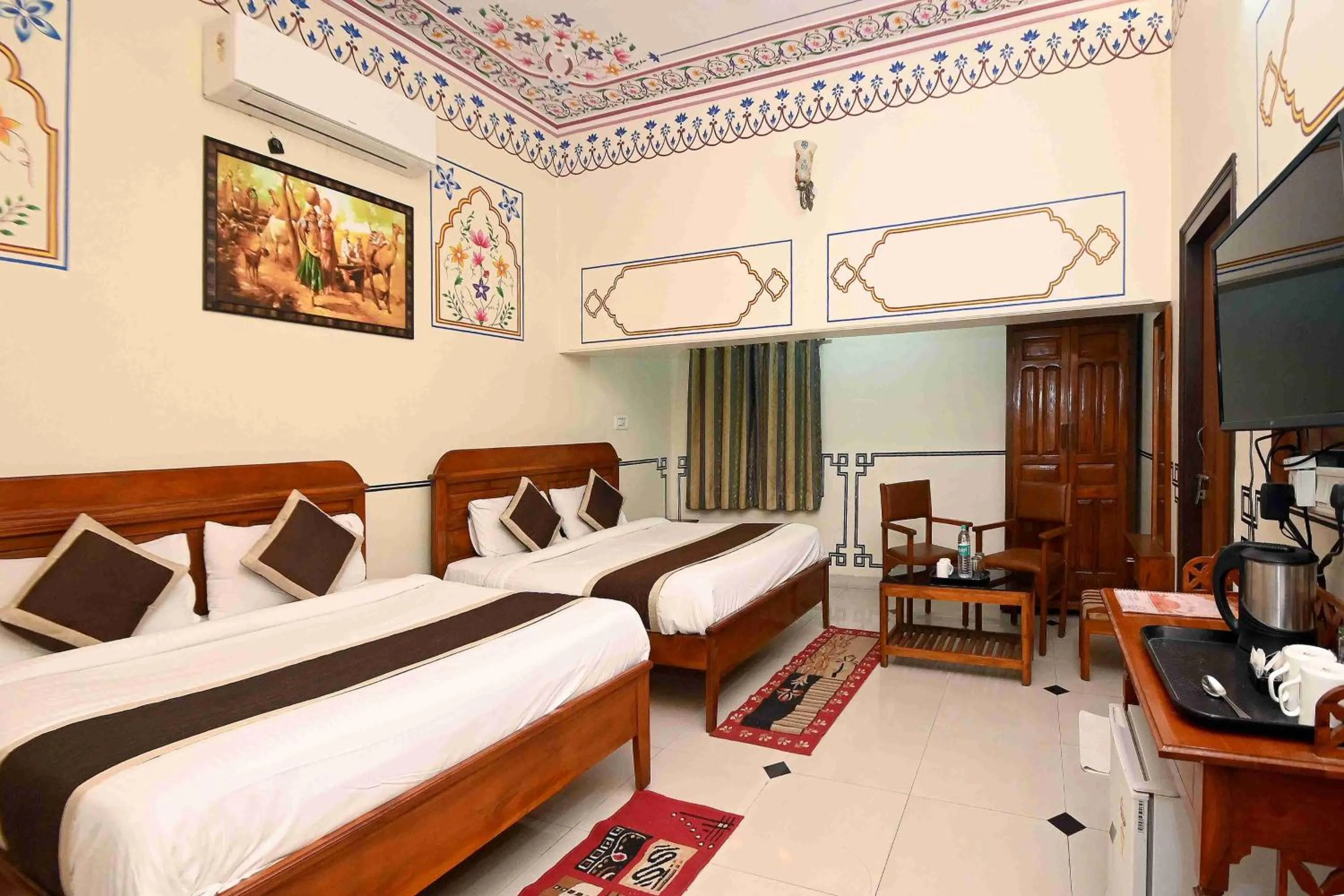 Bed in Virasat Mahal Heritage Hotel-Jaipur City Center