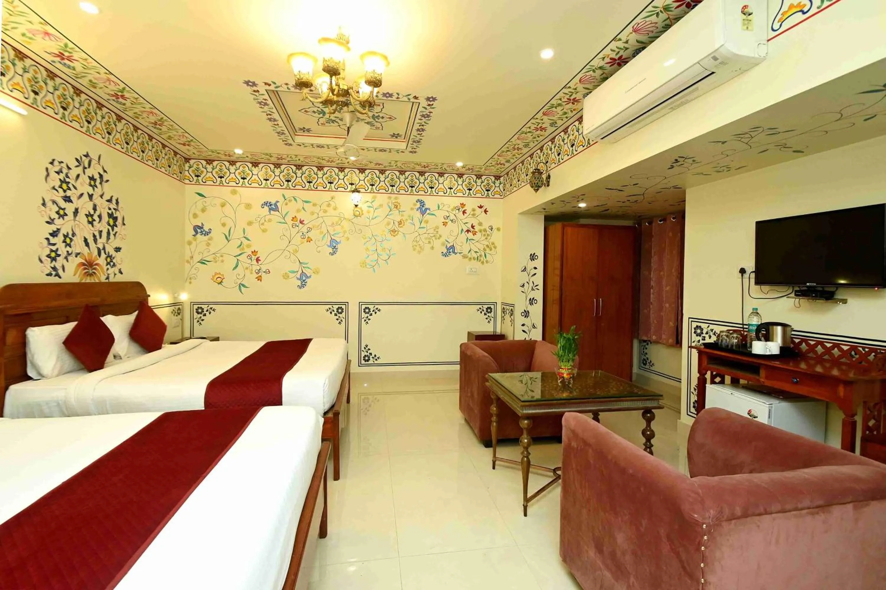 Bed in Virasat Mahal Heritage Hotel-Jaipur City Center