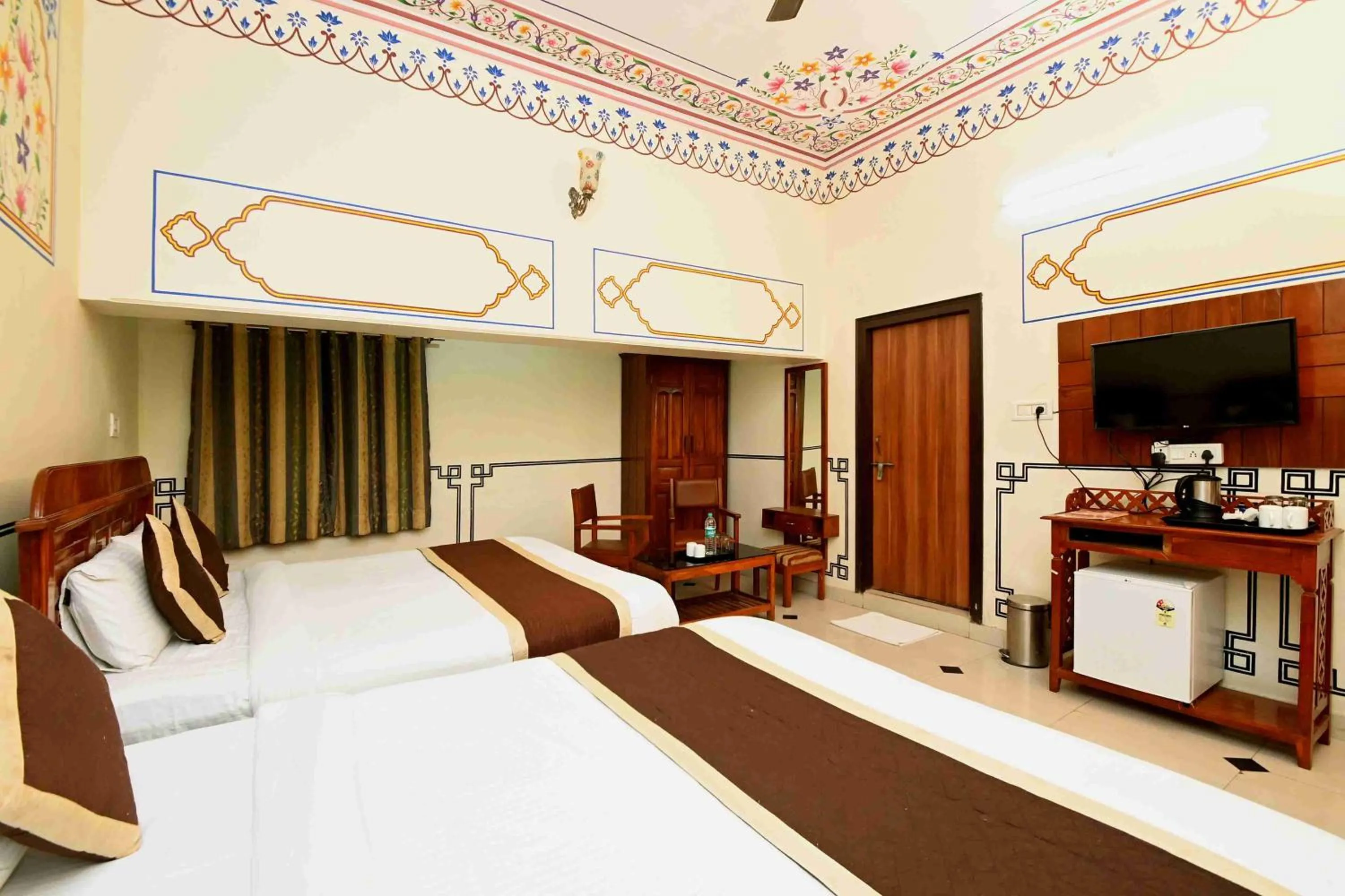 Bed in Virasat Mahal Heritage Hotel-Jaipur City Center