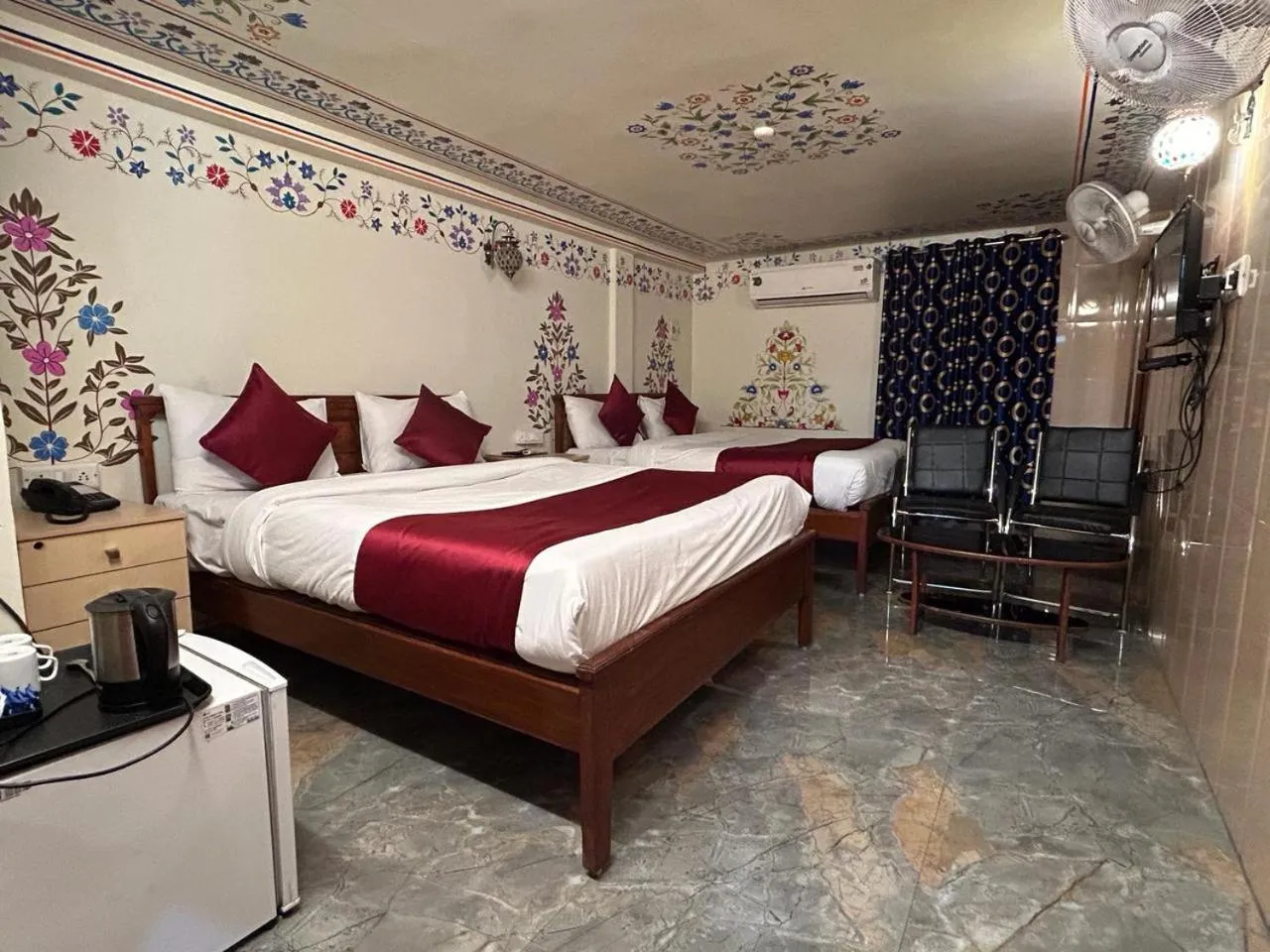 Bed in Virasat Mahal Heritage Hotel-Jaipur City Center