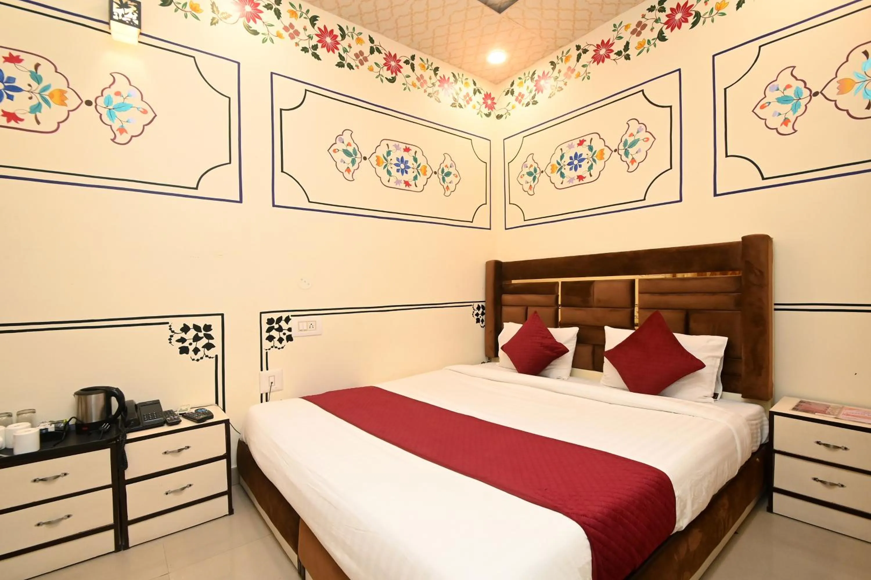 Bed in Virasat Mahal Heritage Hotel-Jaipur City Center
