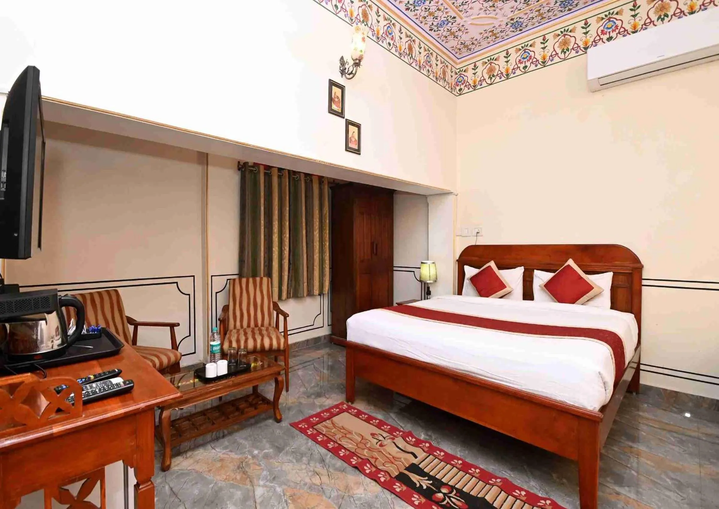 Bed in Virasat Mahal Heritage Hotel-Jaipur City Center