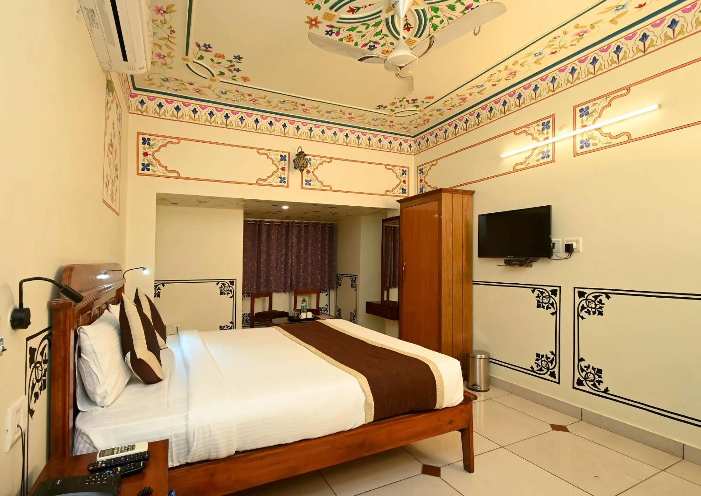 Bed in Virasat Mahal Heritage Hotel-Jaipur City Center