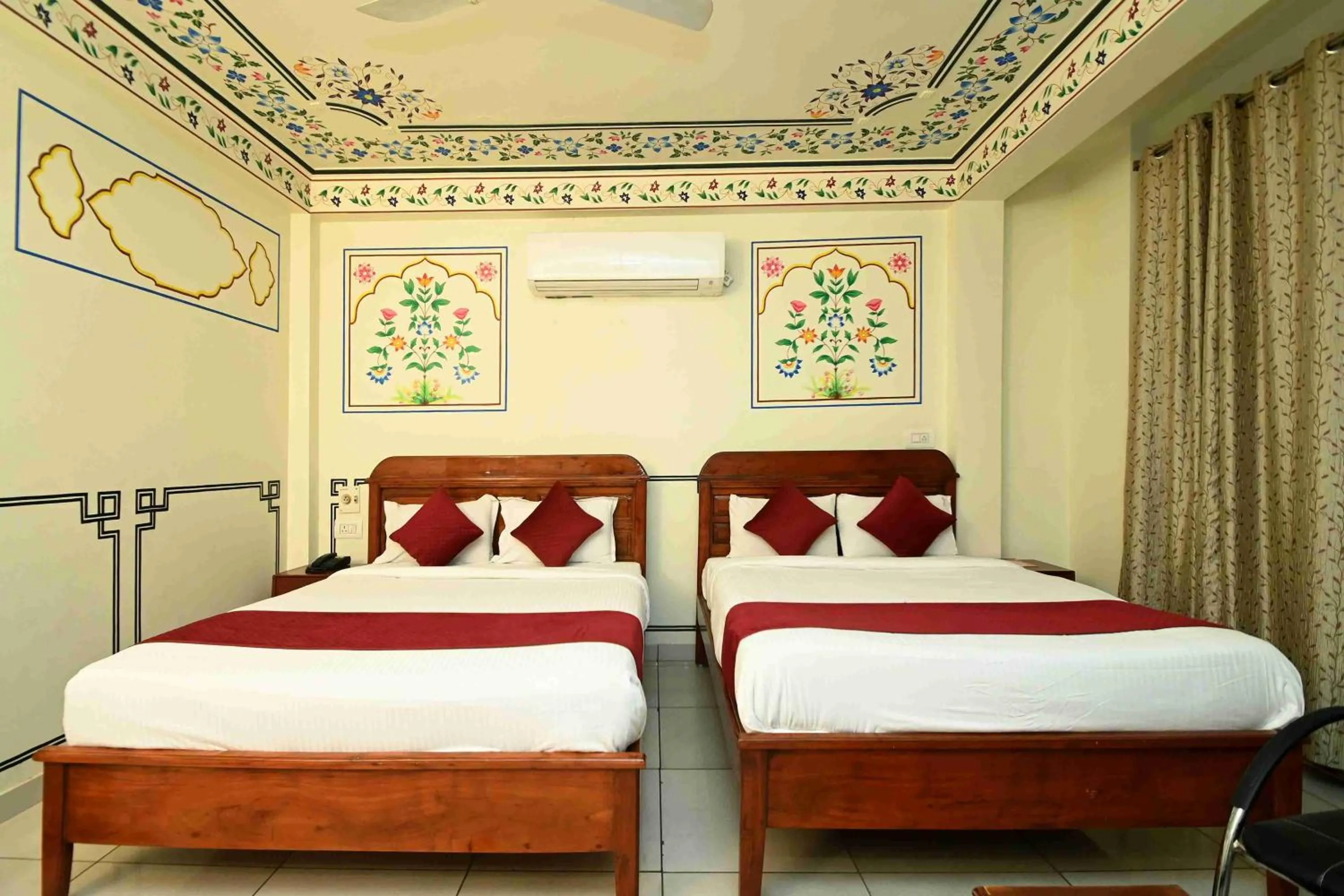 Bed in Virasat Mahal Heritage Hotel-Jaipur City Center