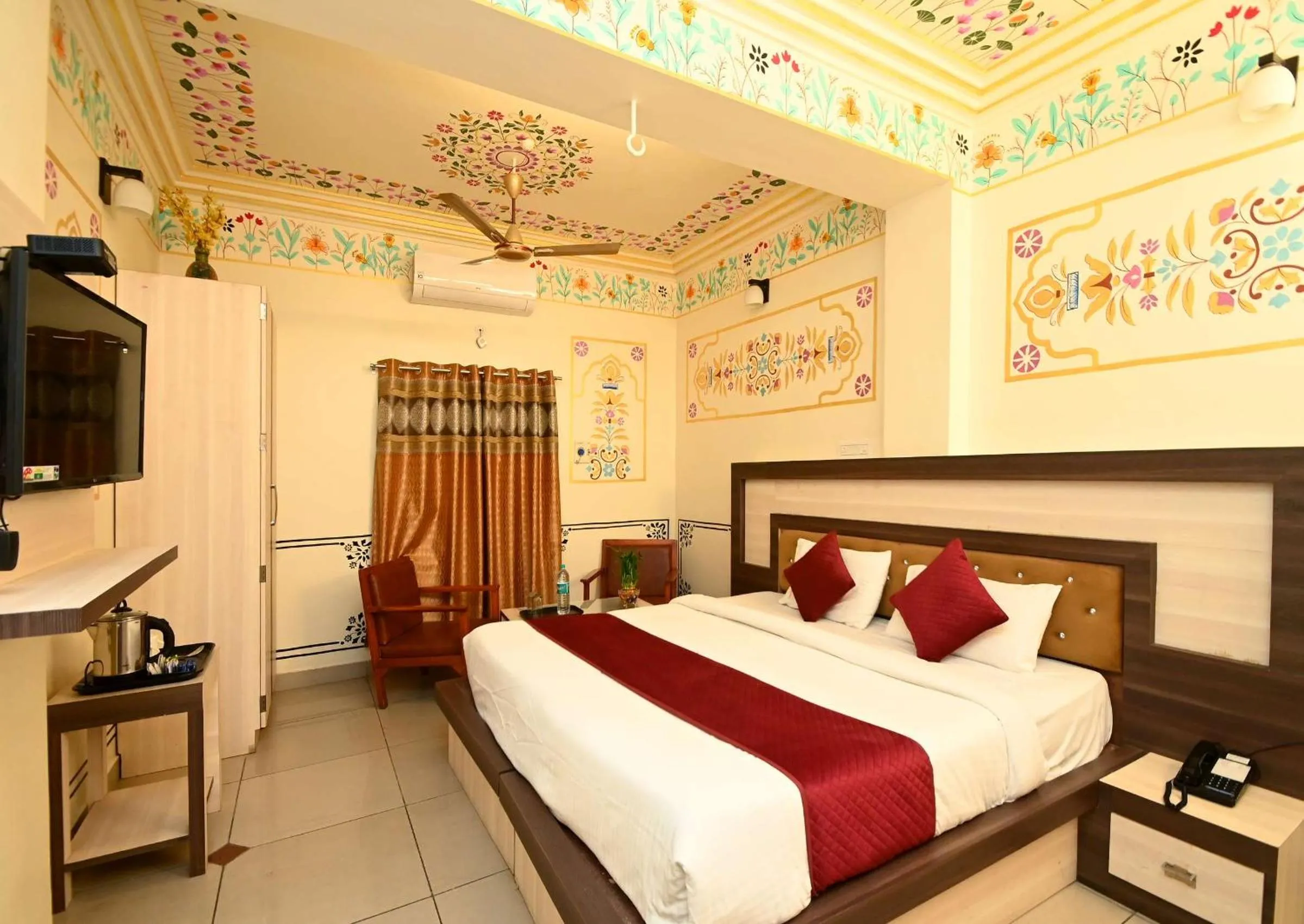 Bed in Virasat Mahal Heritage Hotel-Jaipur City Center