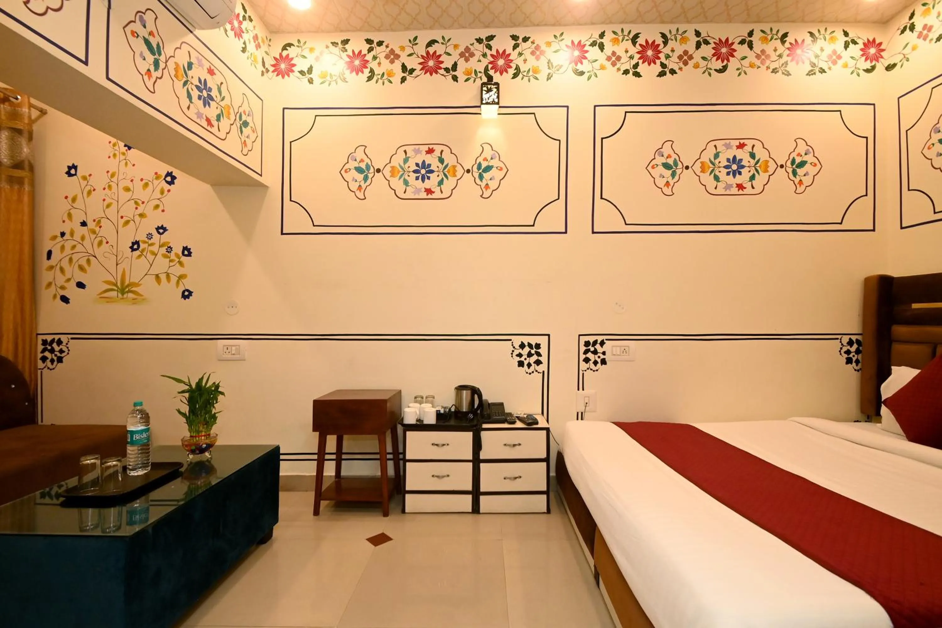 Bed in Virasat Mahal Heritage Hotel-Jaipur City Center