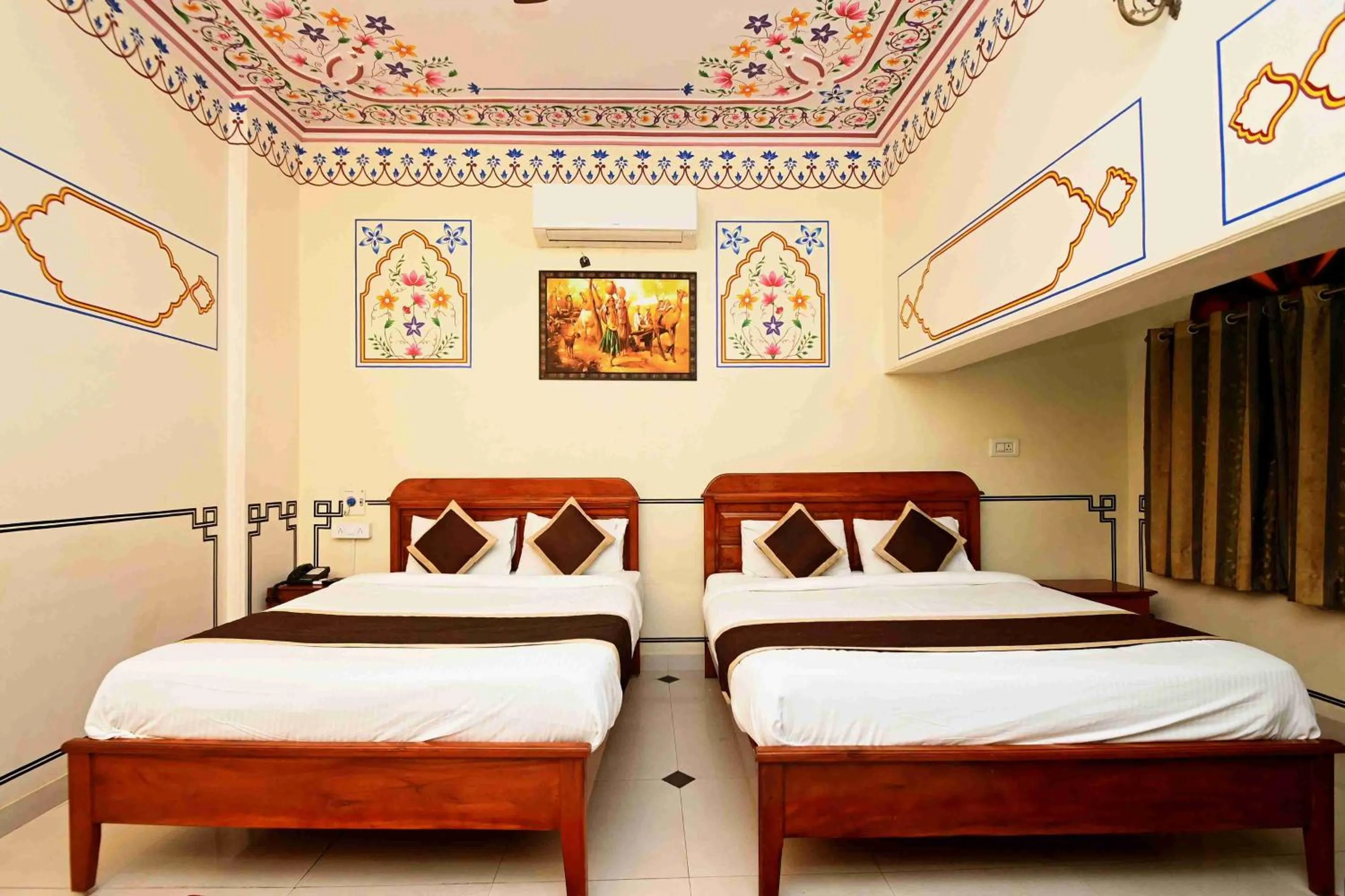 Bed in Virasat Mahal Heritage Hotel-Jaipur City Center