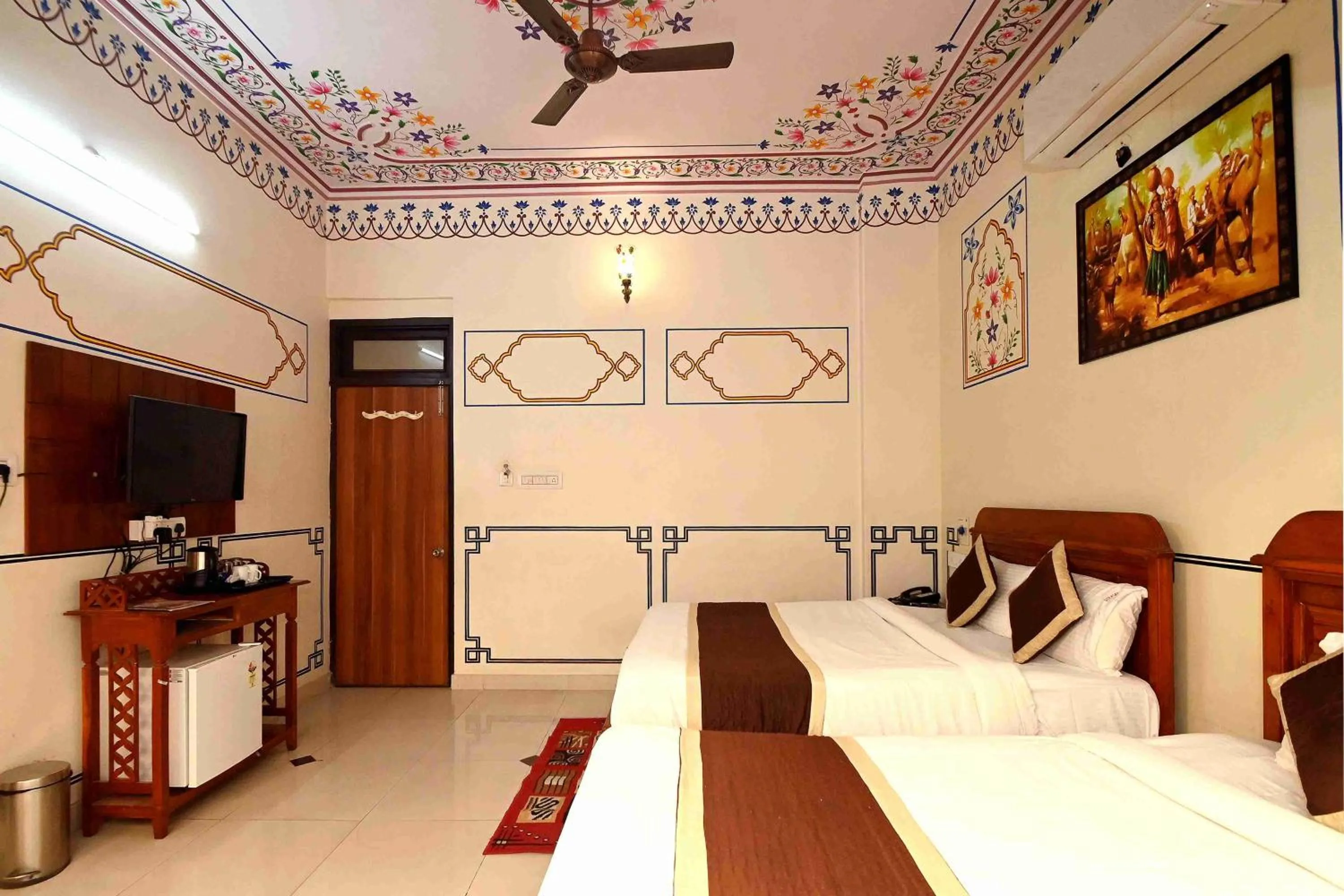 Bed in Virasat Mahal Heritage Hotel-Jaipur City Center